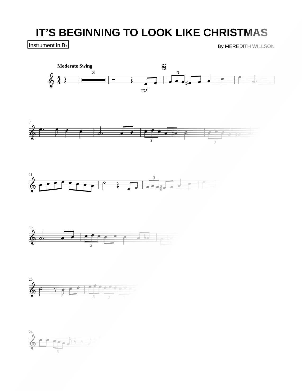 It's Beginning to Look a Lot Like Christmas - Bb Instrument