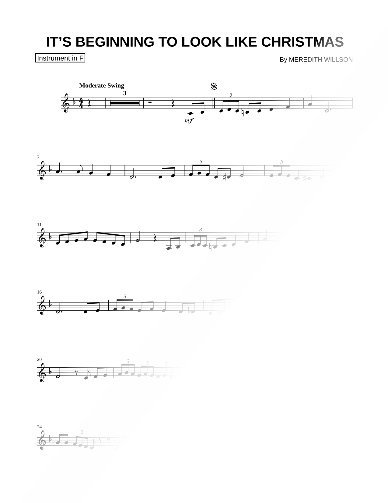 It's Beginning to Look a Lot Like Christmas - F Instrument