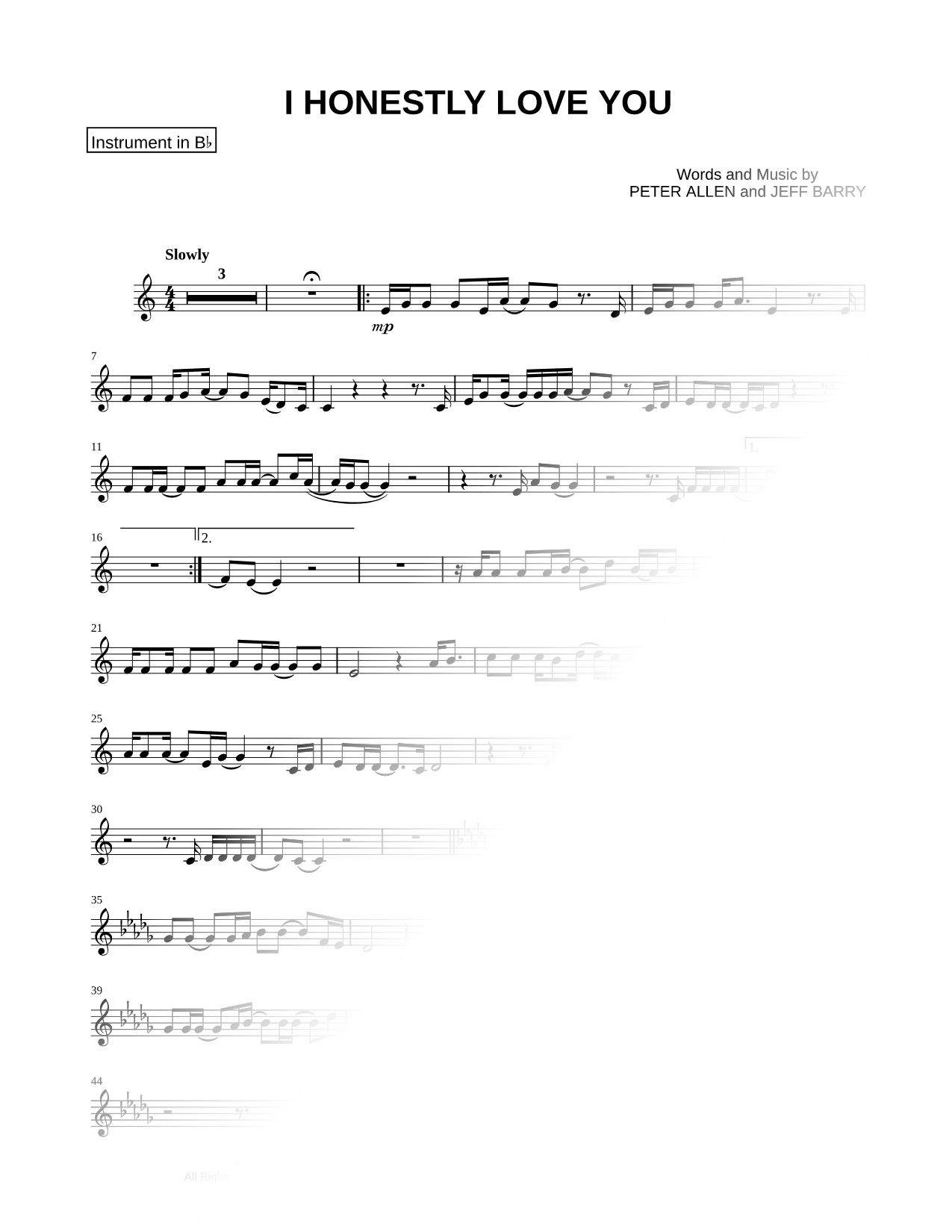 I Honestly Love You - Bb Instrument