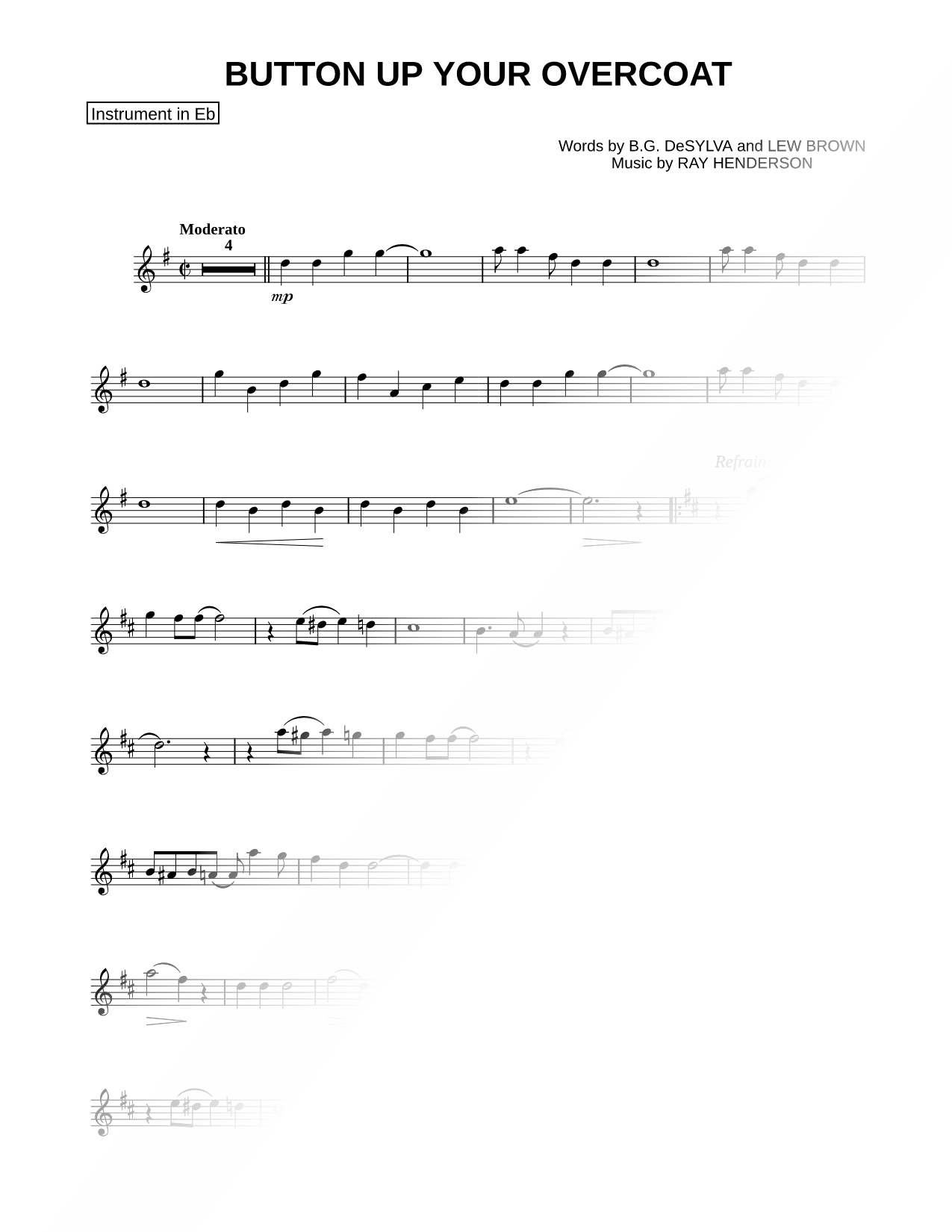 Button Up Your Overcoat - Eb Instrument