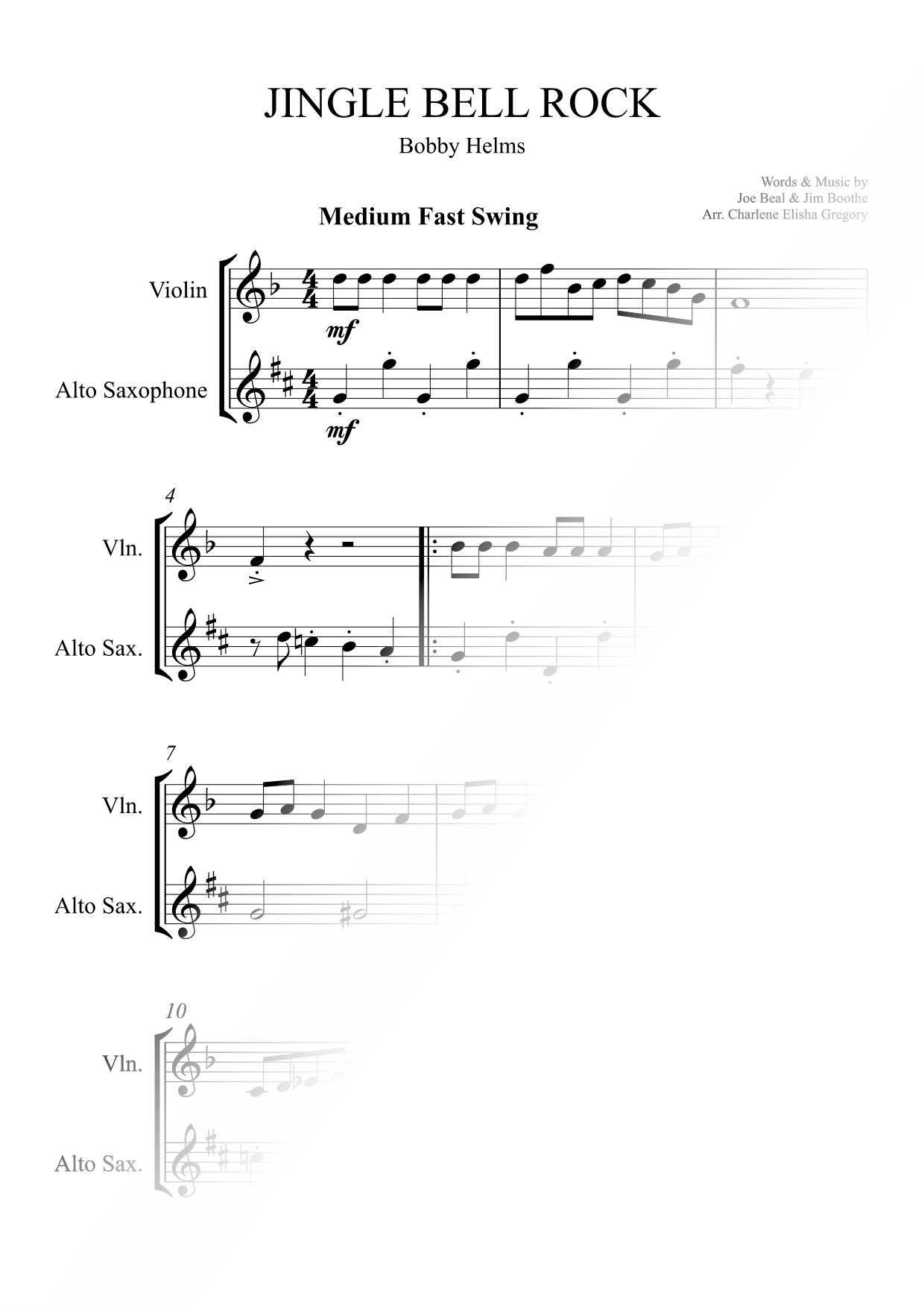 Jingle Bell Rock - Violin & Alto Saxophone