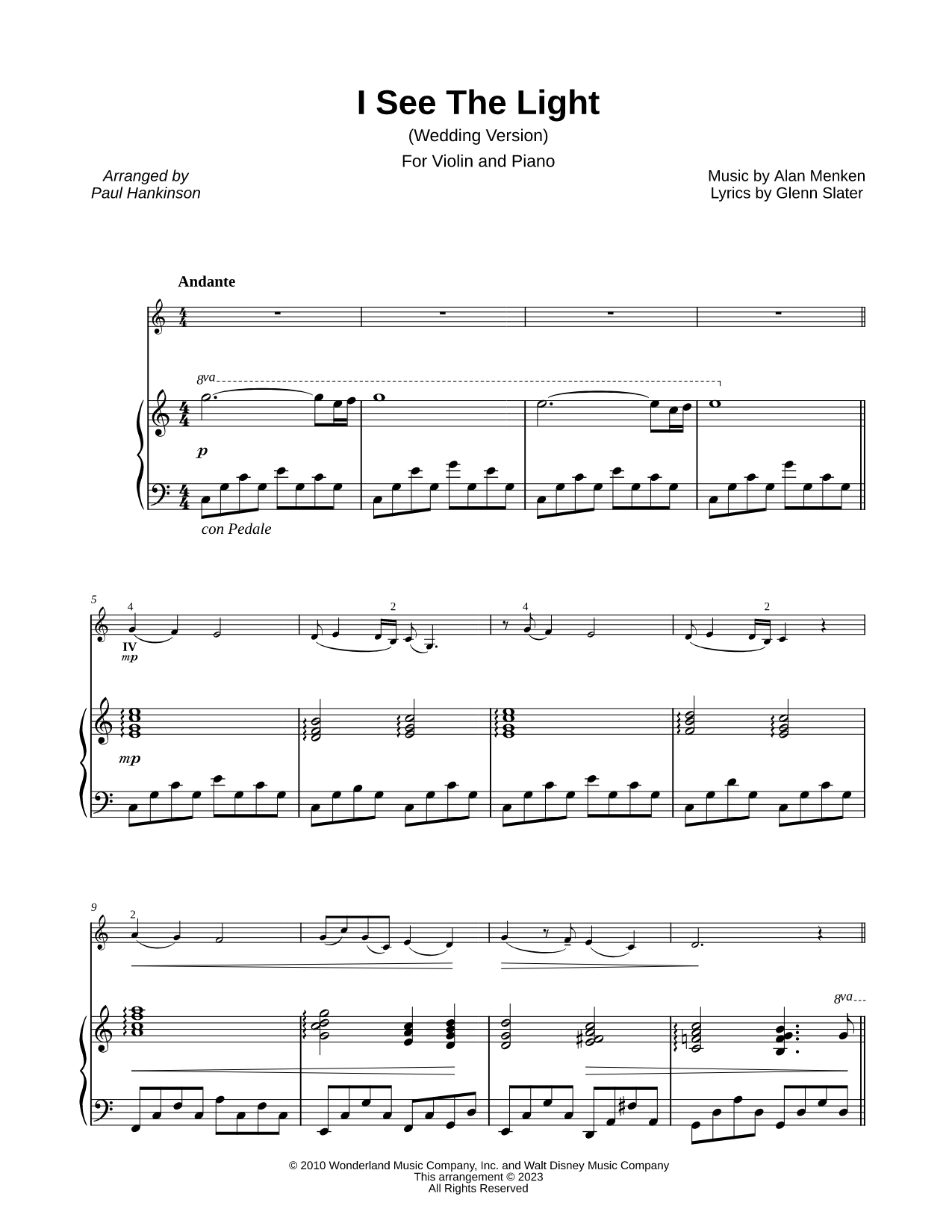 I See the Light (Wedding Version) - Violin & Piano