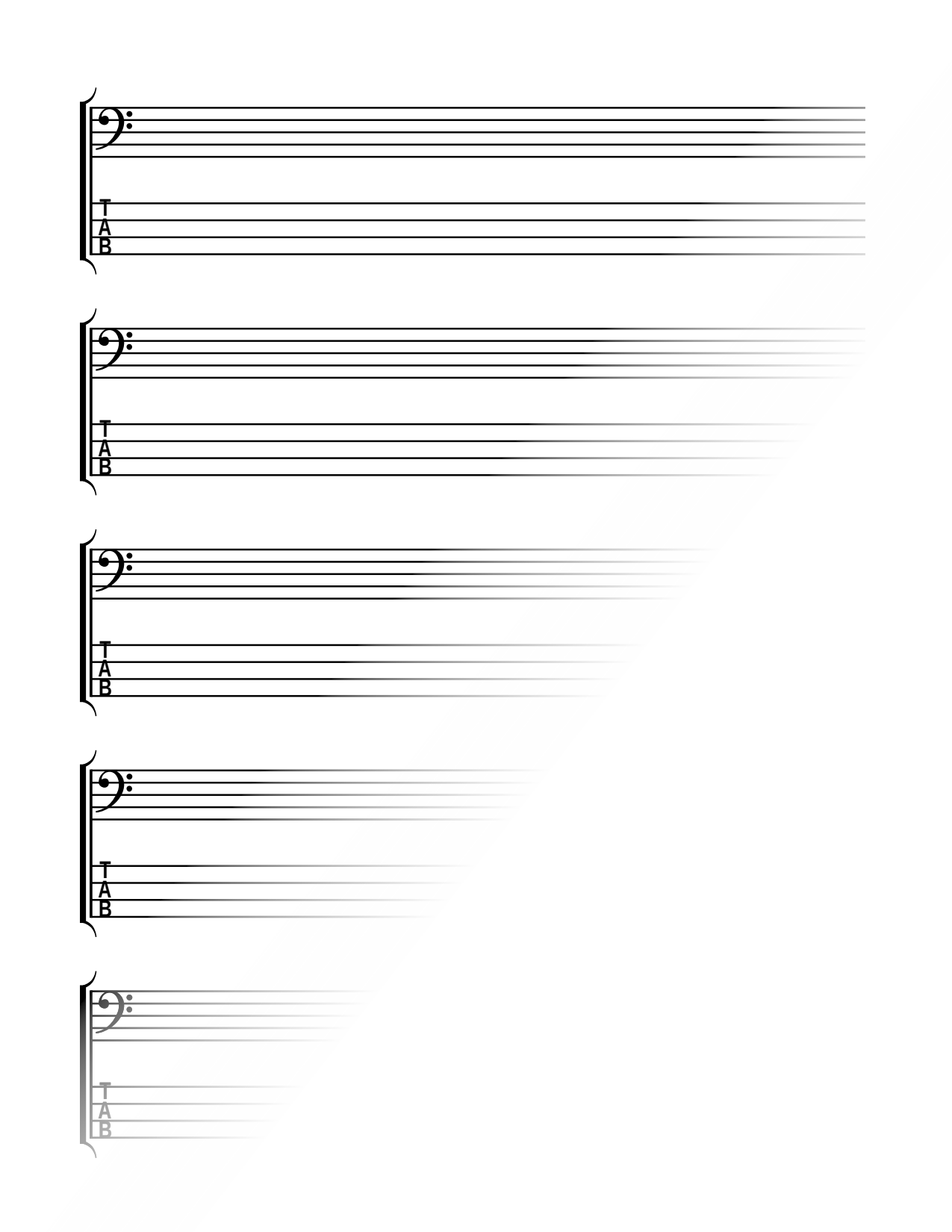 Manuscript Paper for Bass Guitar TAB