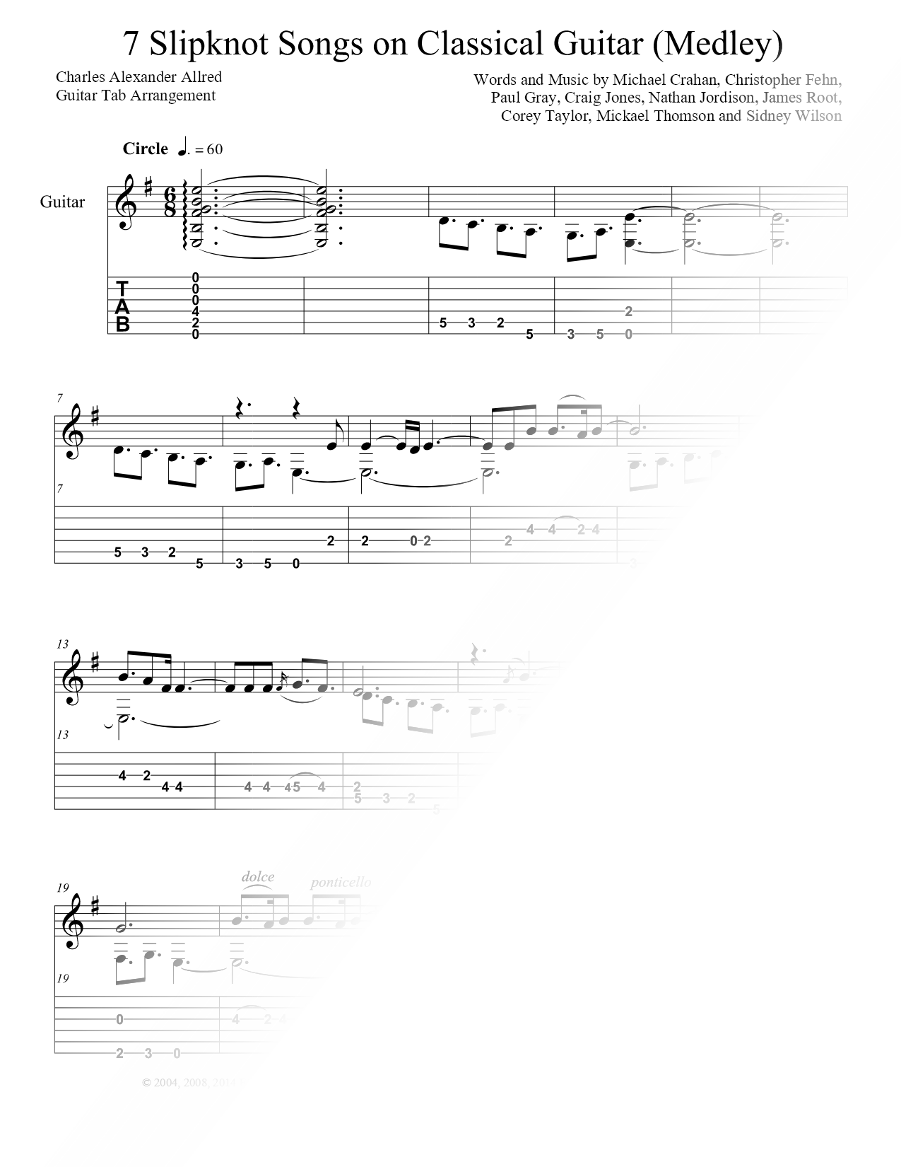 7 Slipknot Songs on Classical Guitar