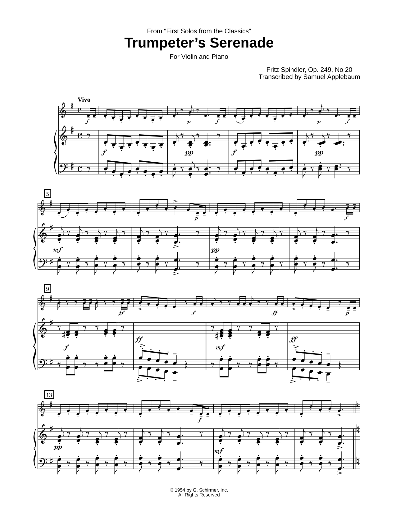 Trumpeter's Serenade - Violin & Piano