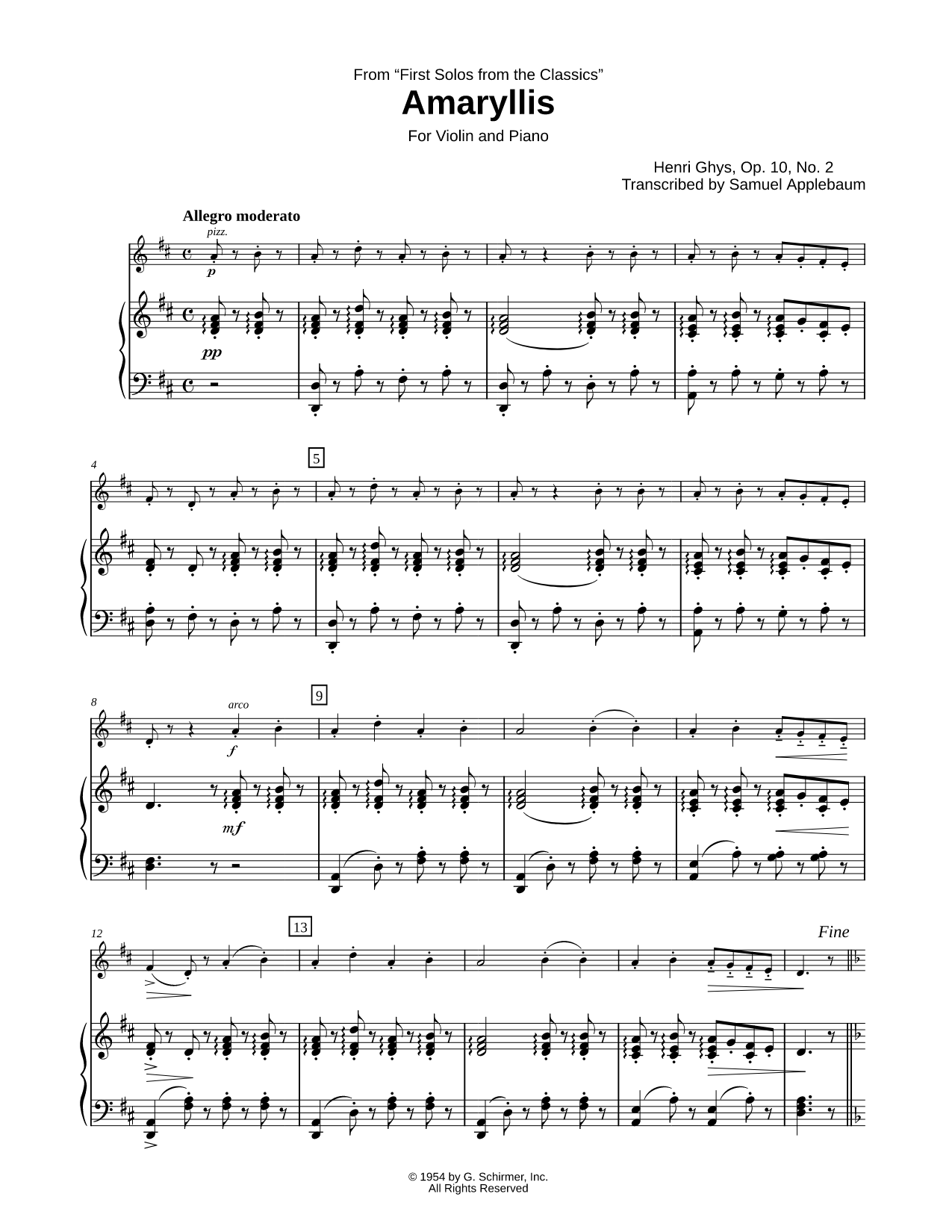 Amaryllis - Violin & Piano