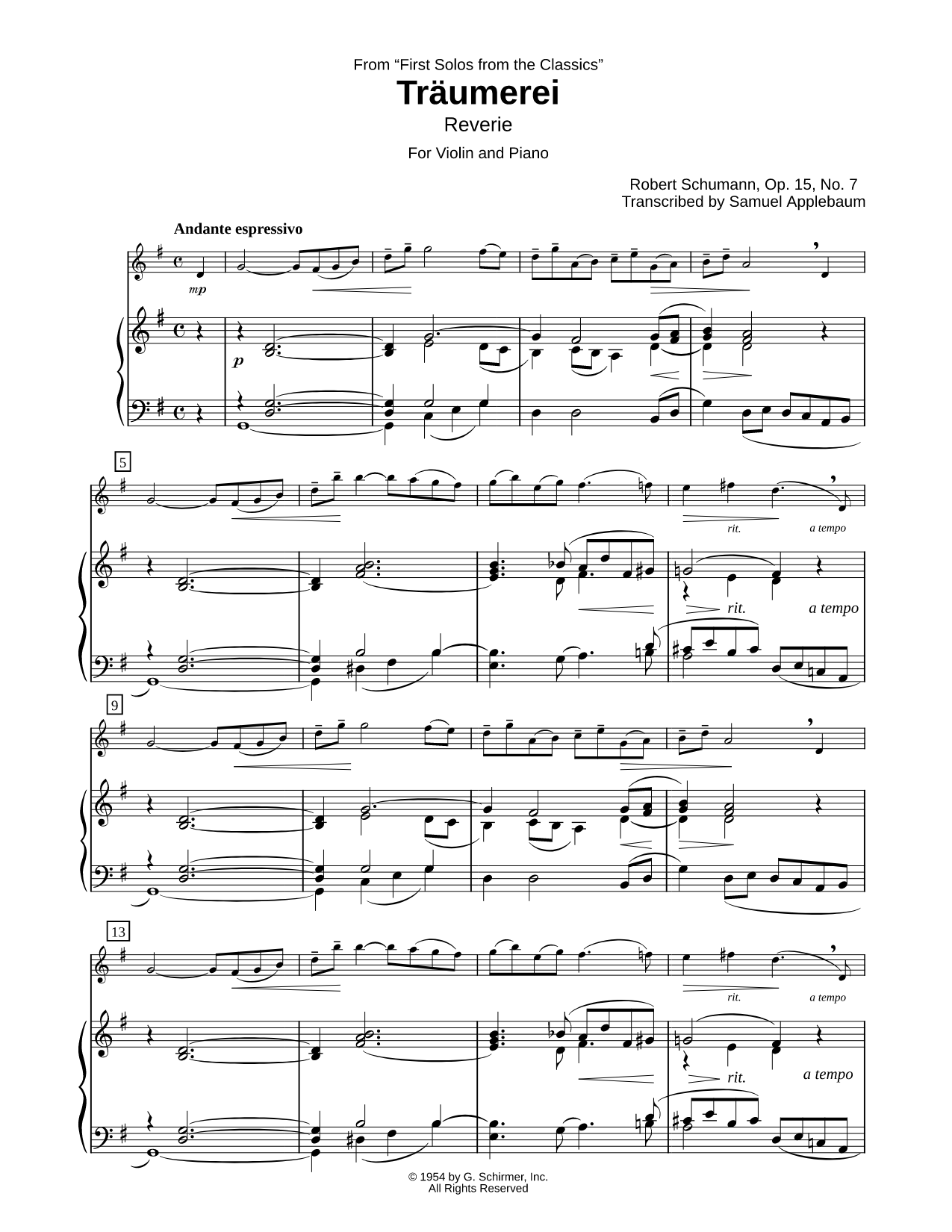 Träumerei - Violin & Piano