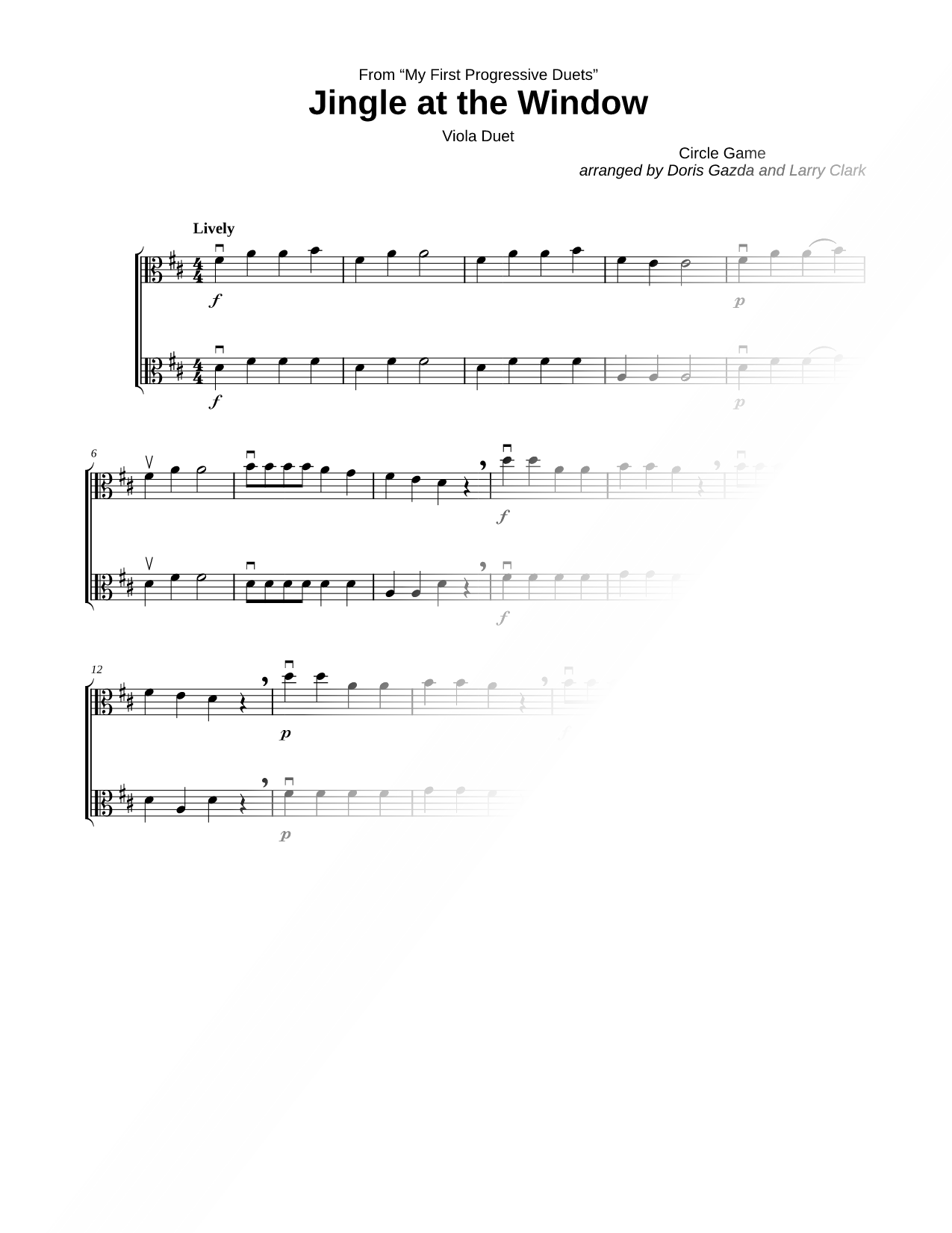Jingle at the Window - Viola Duet