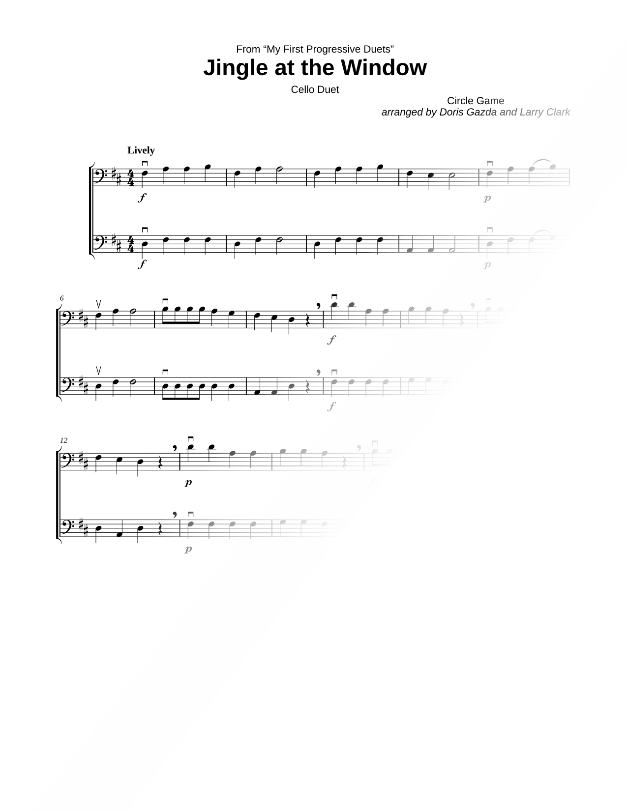 Jingle at the Window - Cello Duet