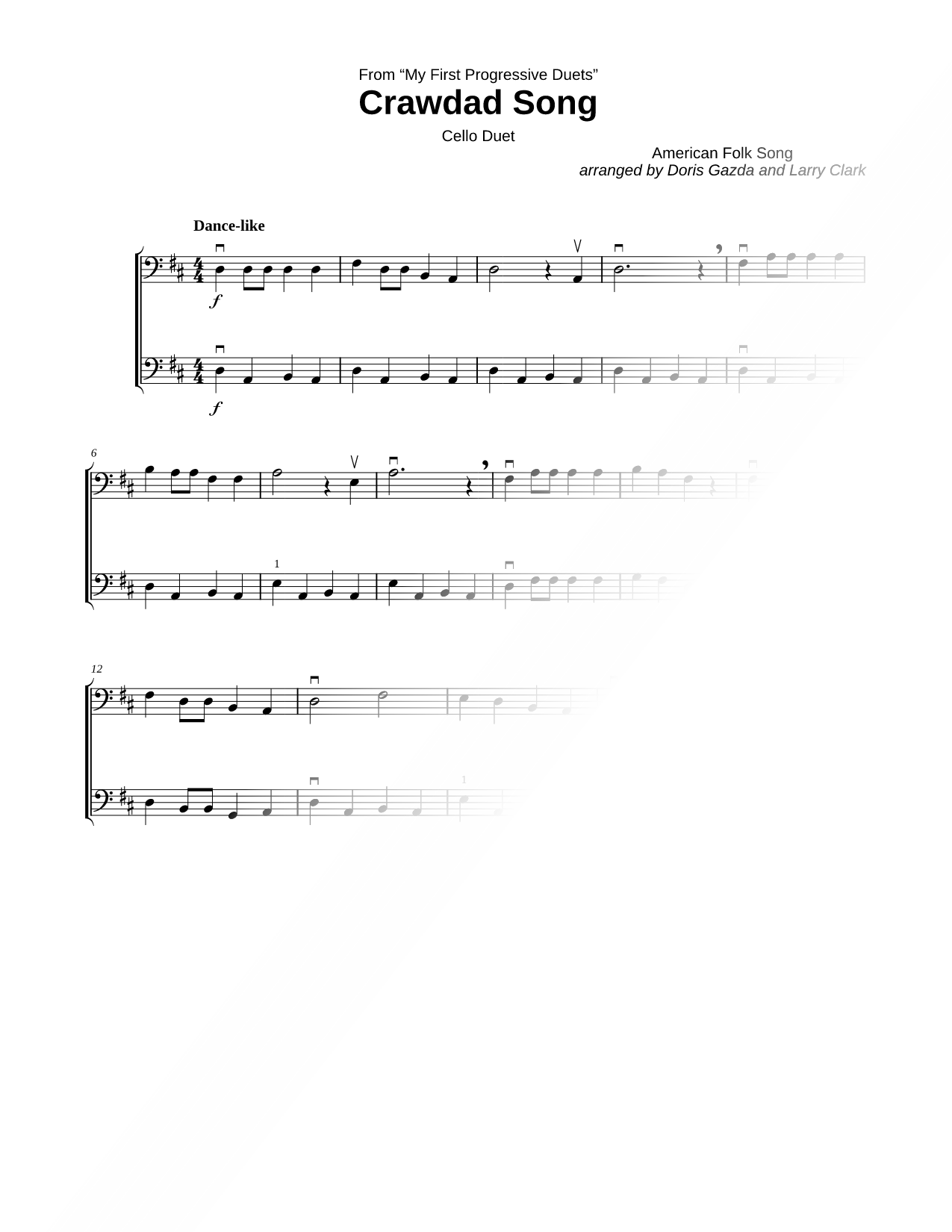 Crawdad Song - Cello Duet