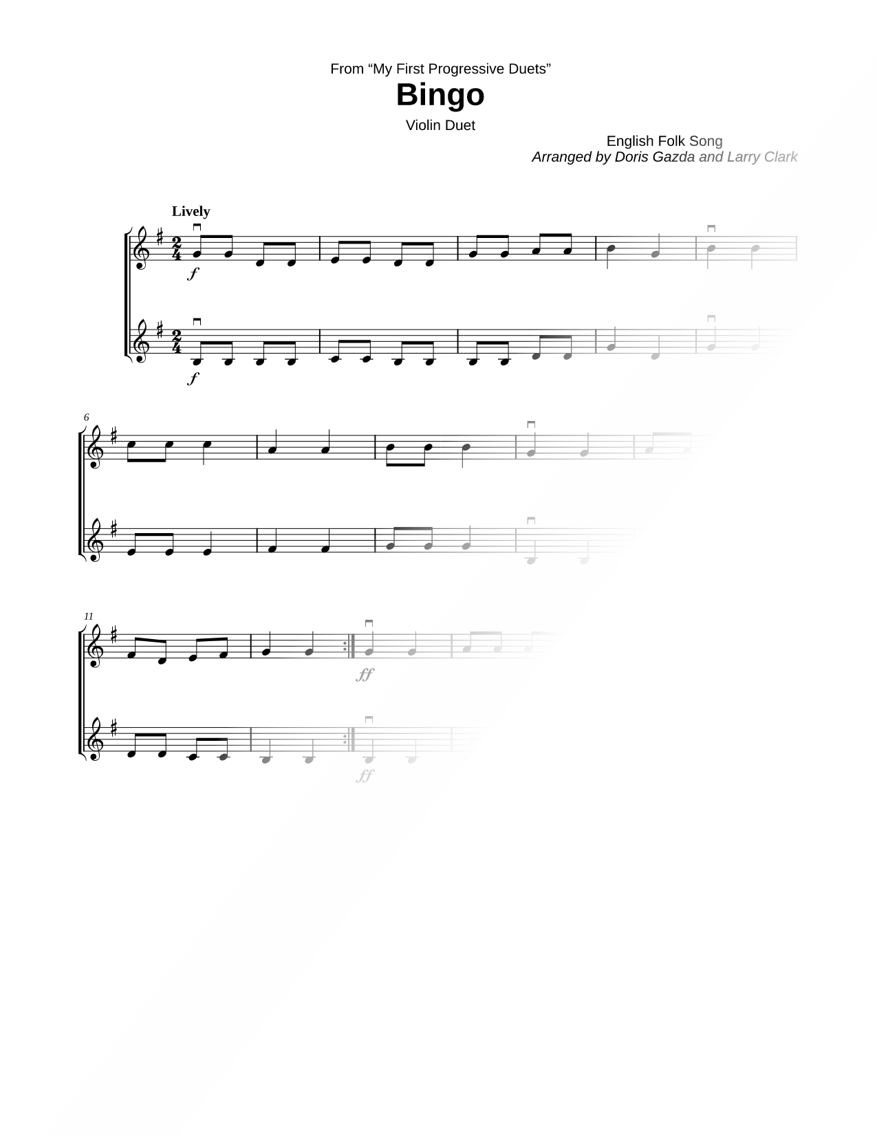 Bingo - Violin Duet