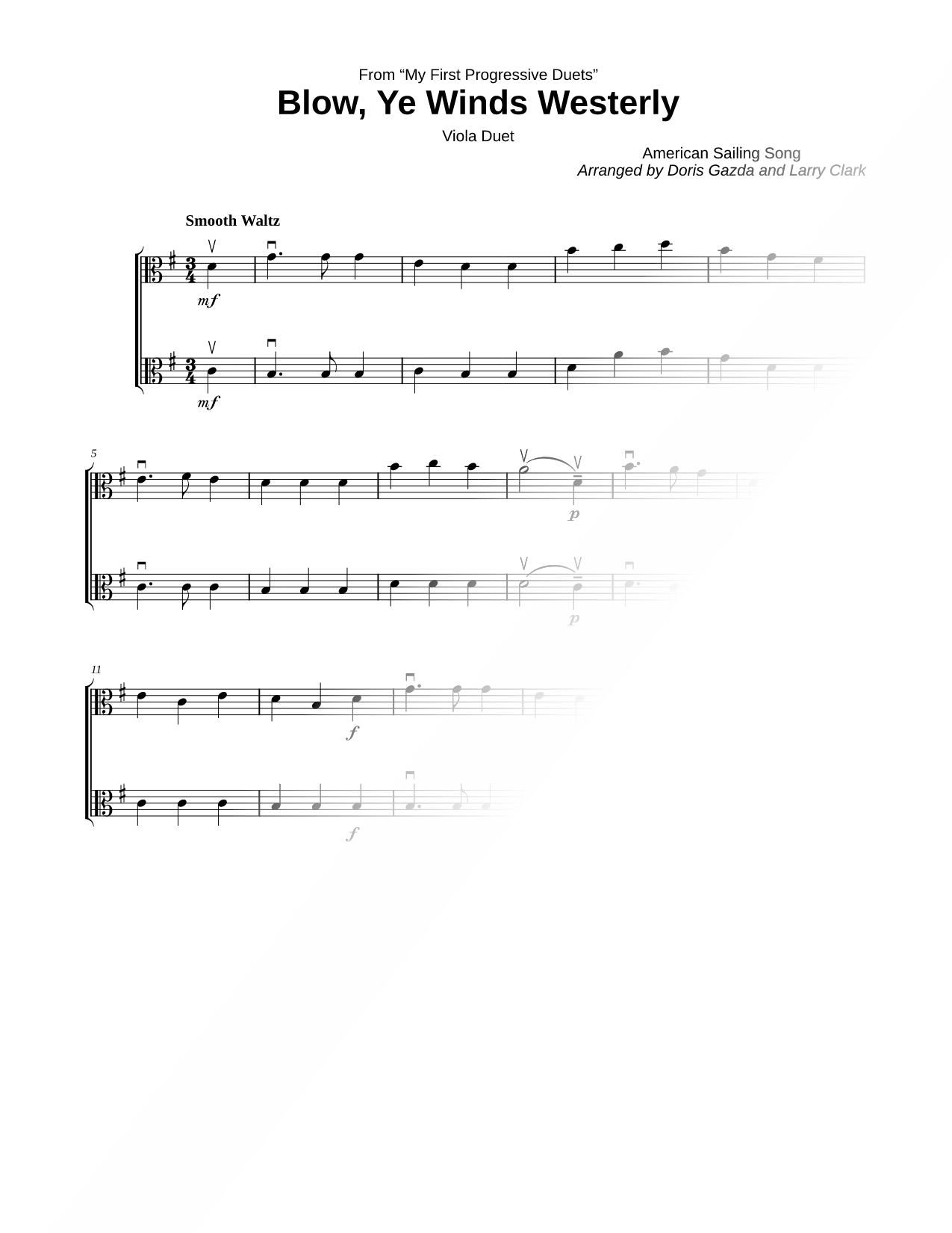 Blow, Ye Winds Westerly - Viola Duet