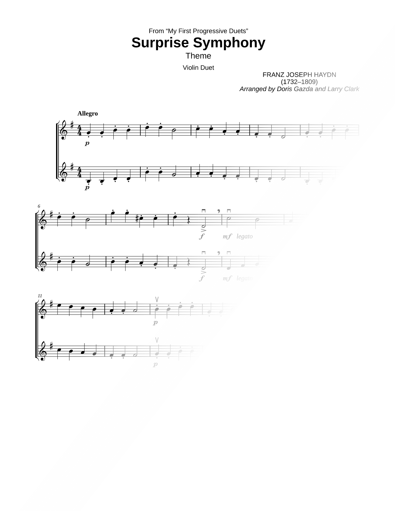 Surprise Symphony - Violin Duet
