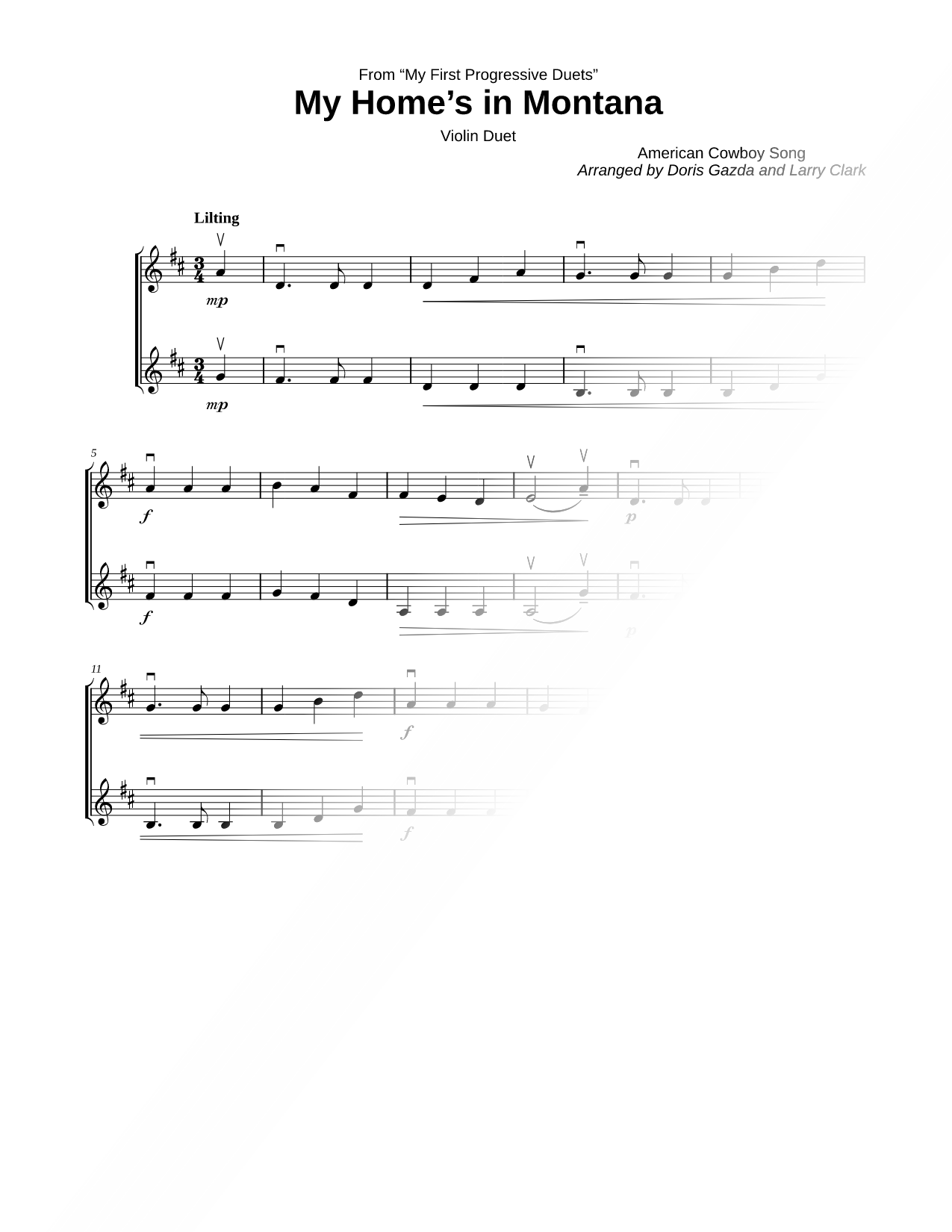 My Home's in Montana - Violin Duet