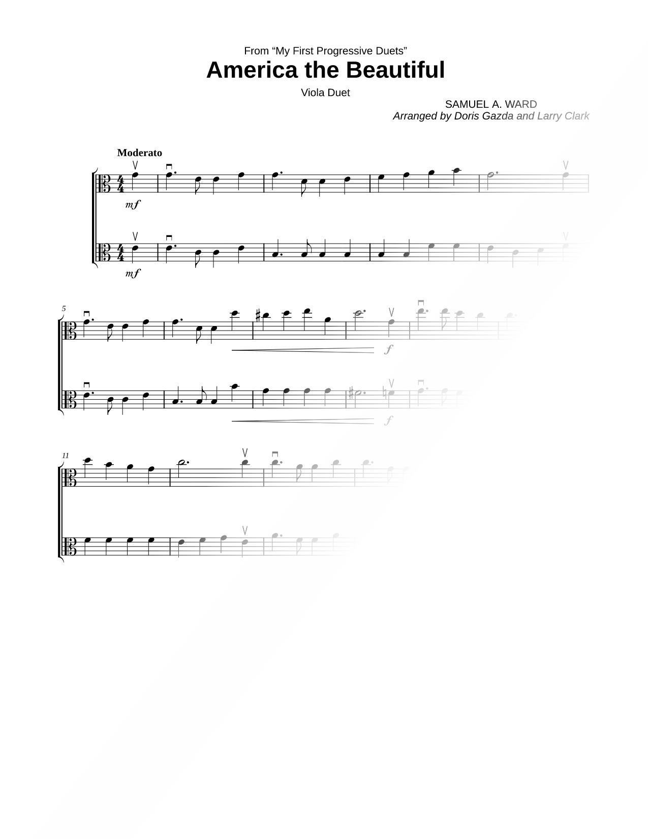 America the Beautiful - Viola Duet
