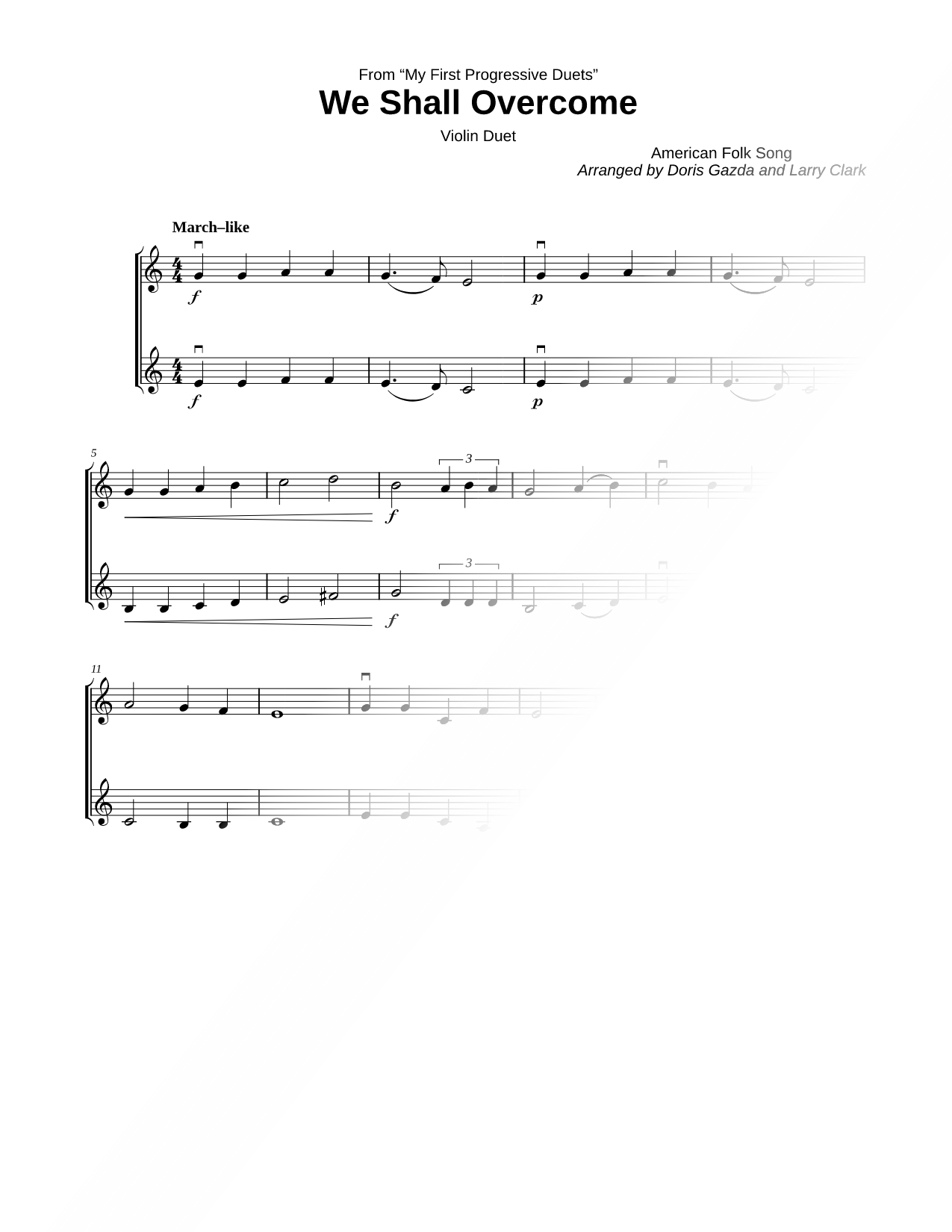 We Shall Overcome - Violin Duet