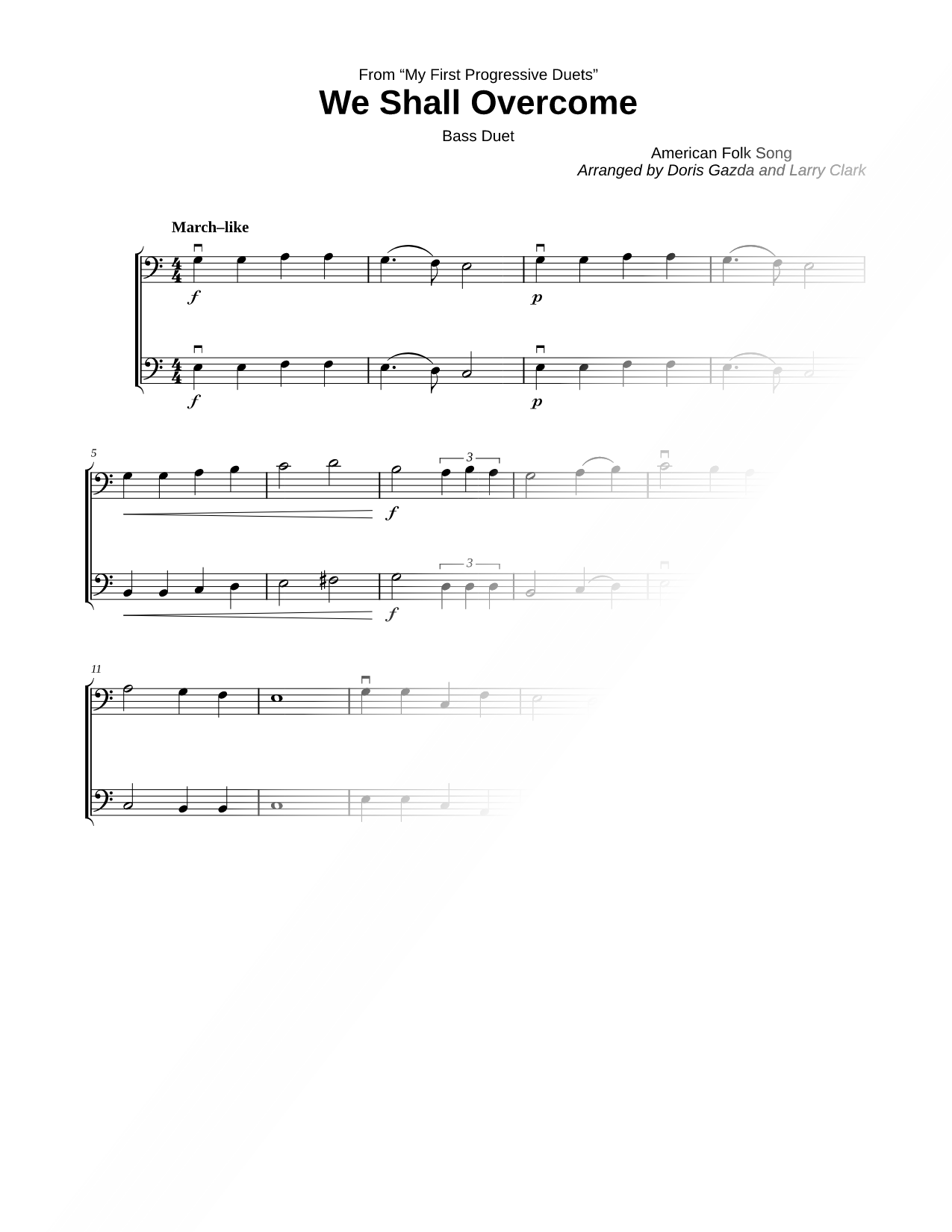 We Shall Overcome - Bass Duet