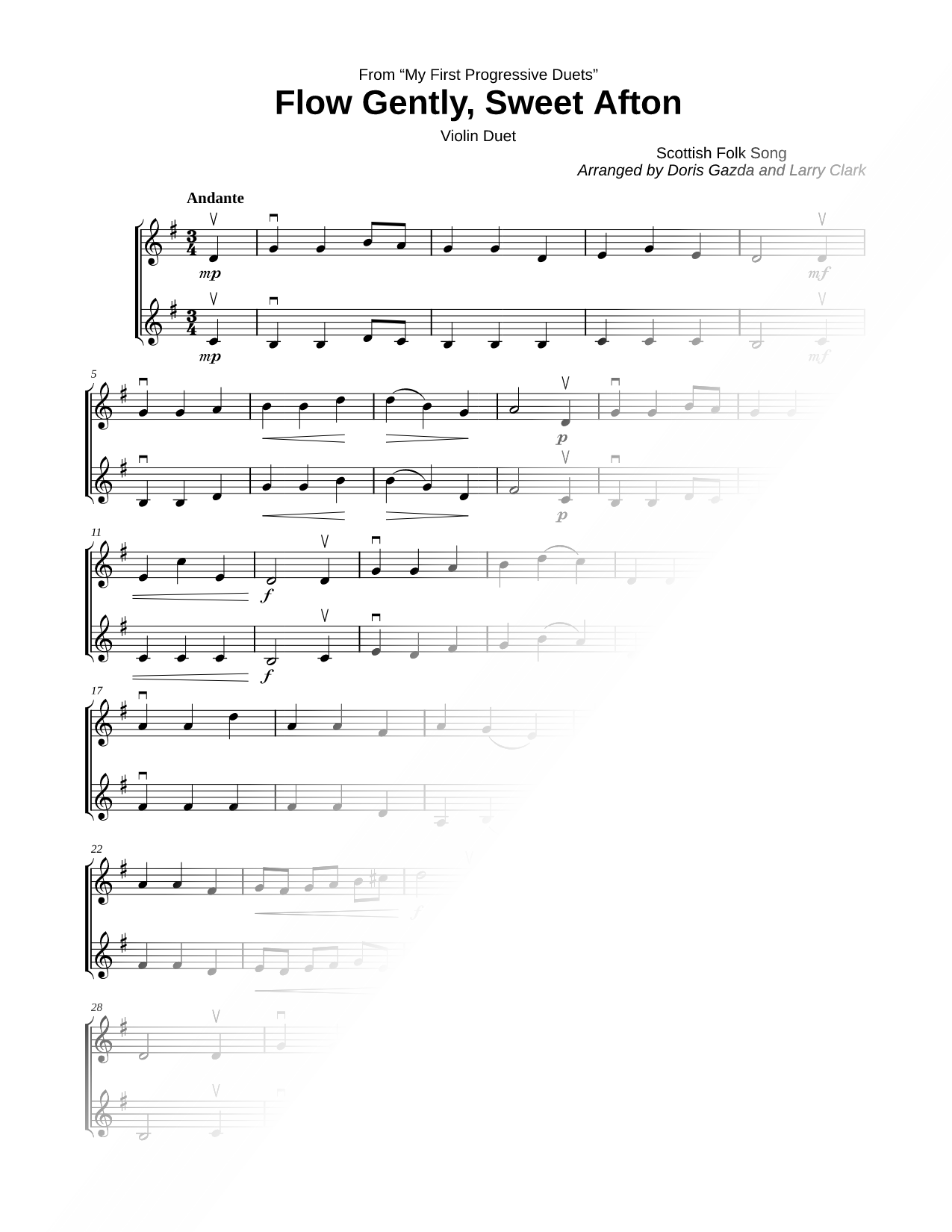Flow Gently, Sweet Afton - Violin Duet