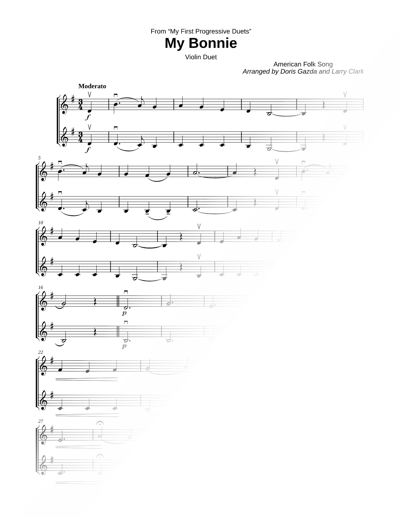 My Bonnie - Violin Duet
