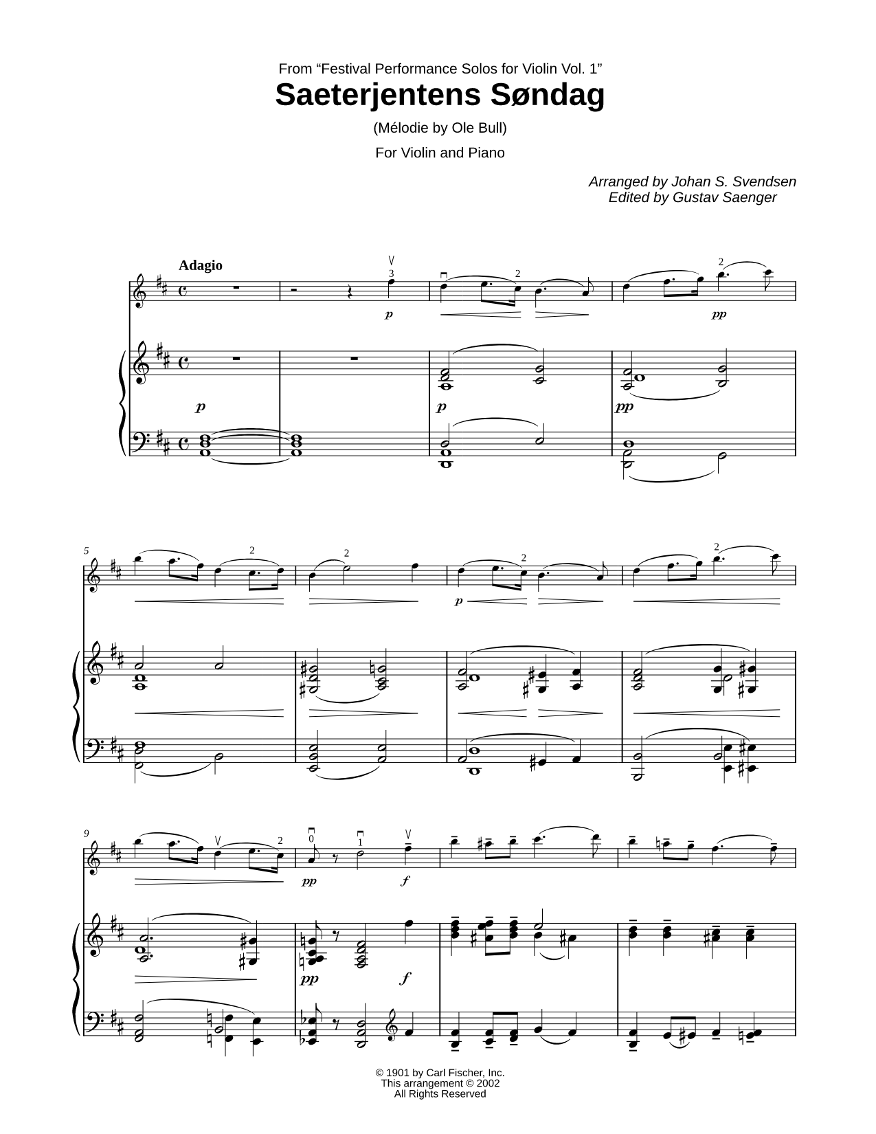 Saeterjentens Sondag - Violin & Piano