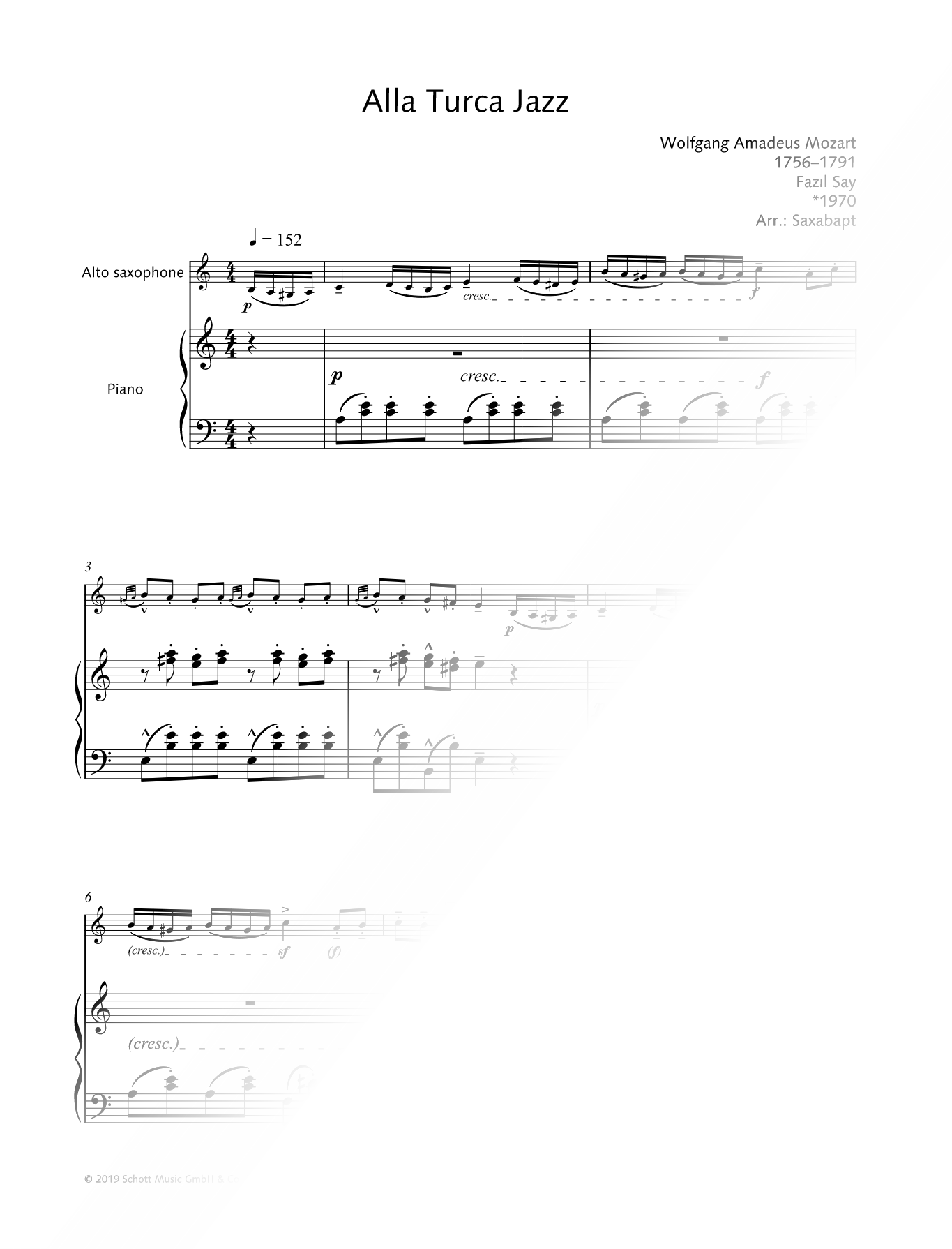 Alla Turca Jazz - Alto Saxophone & Piano