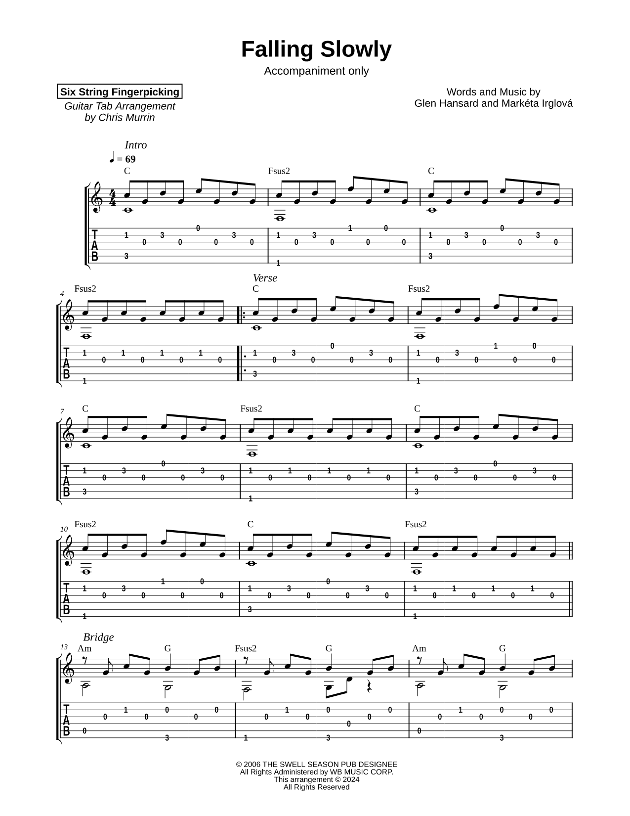 Falling Slowly [accompaniment only]