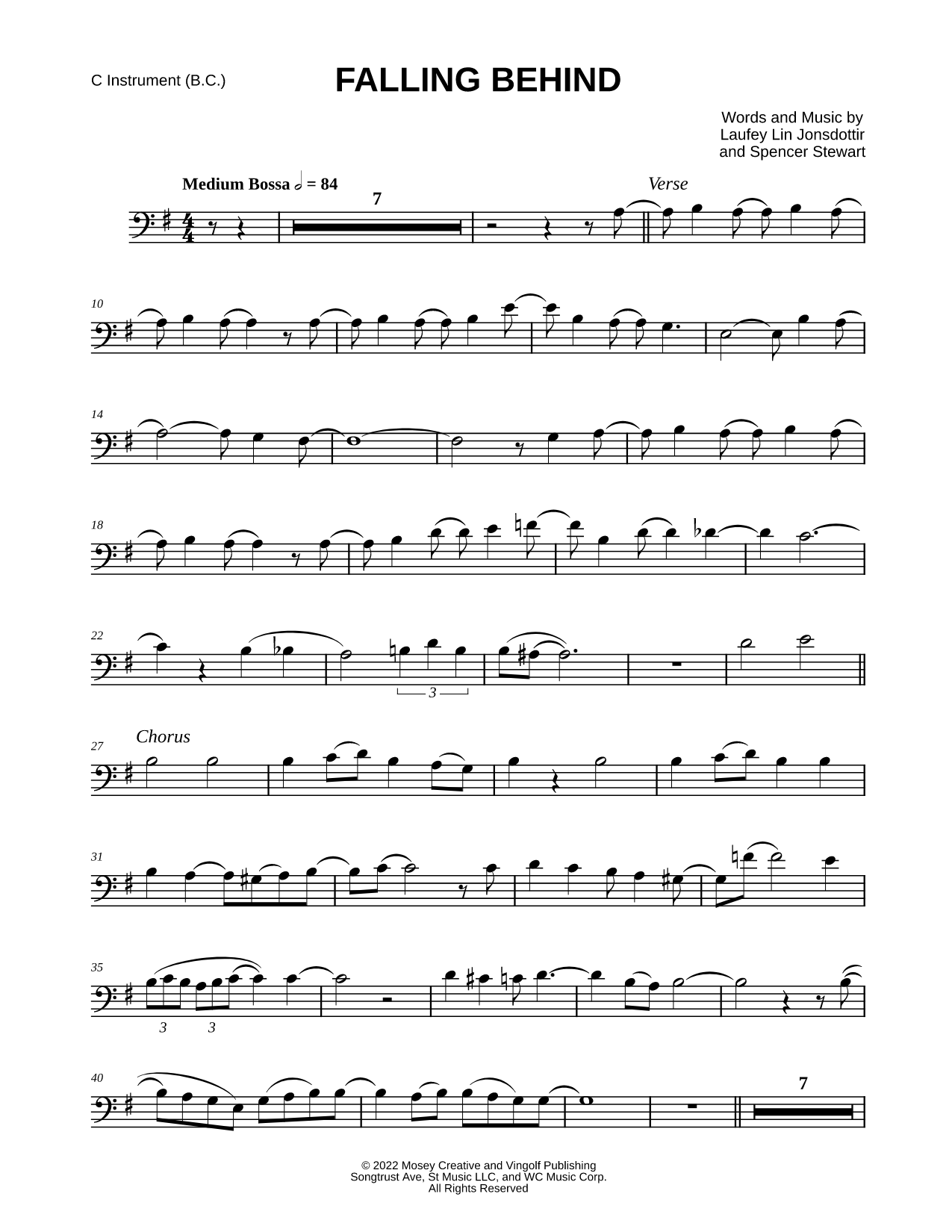 Falling Behind - Laufey - Bass Clef Instrument