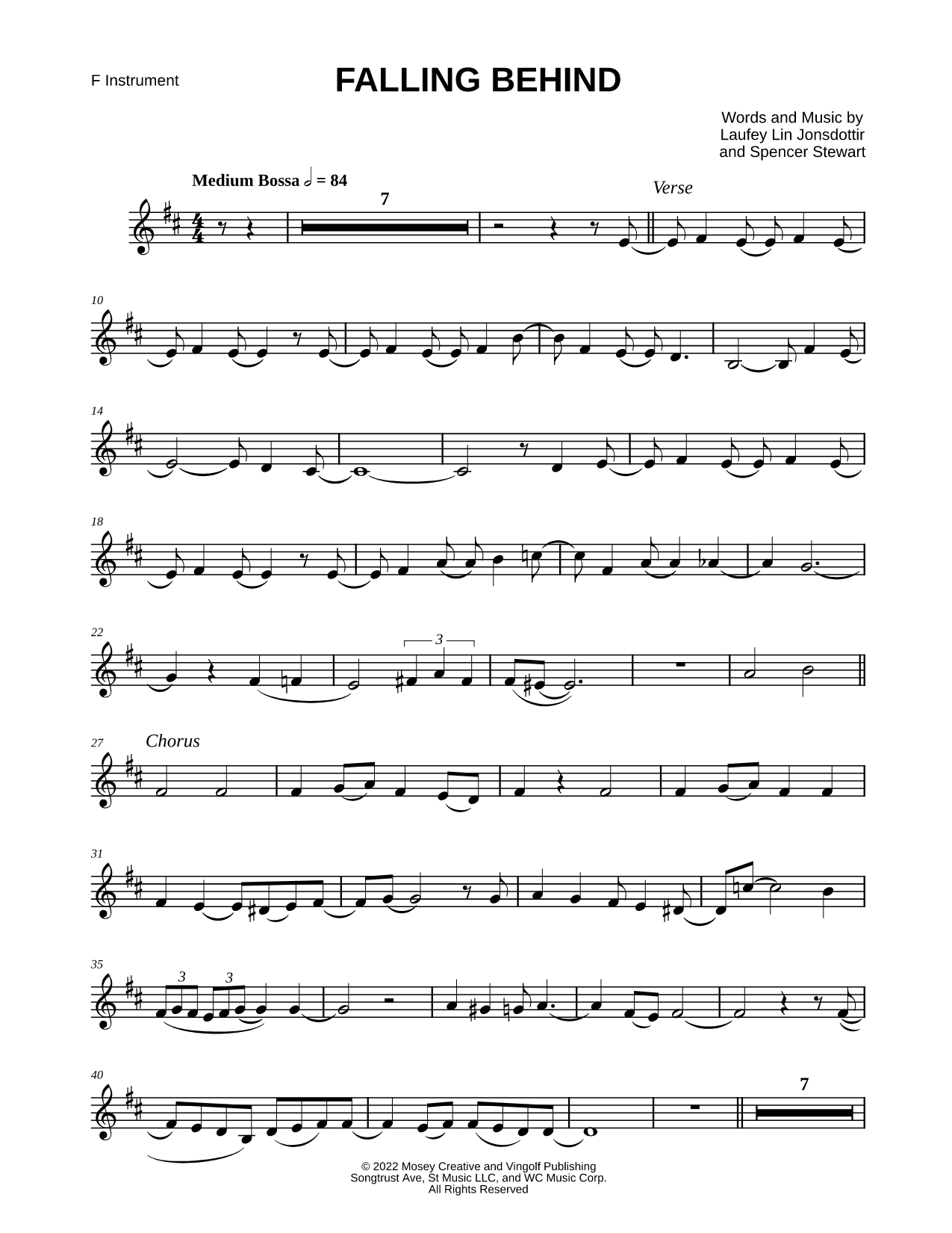 Falling Behind - Laufey - F Instrument