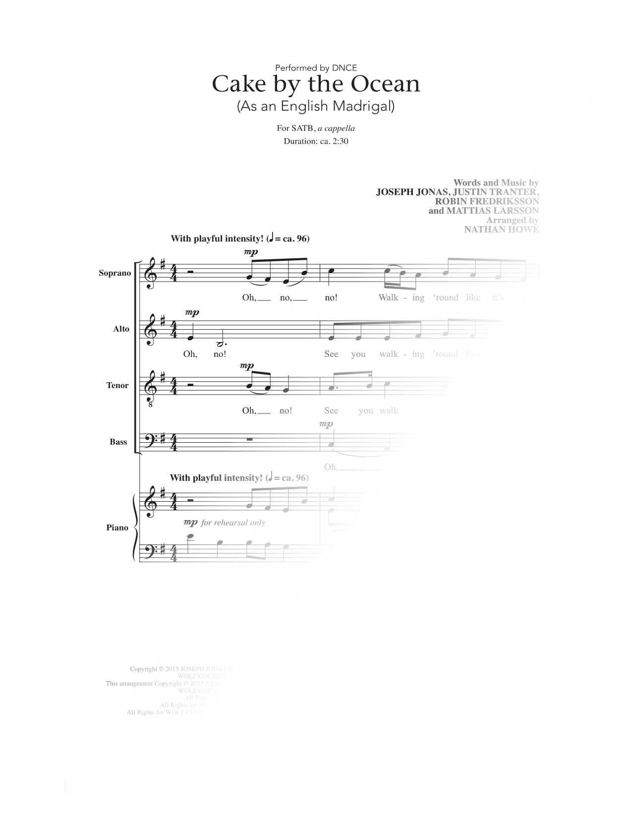 Cake by the Ocean (As an English Madrigal)