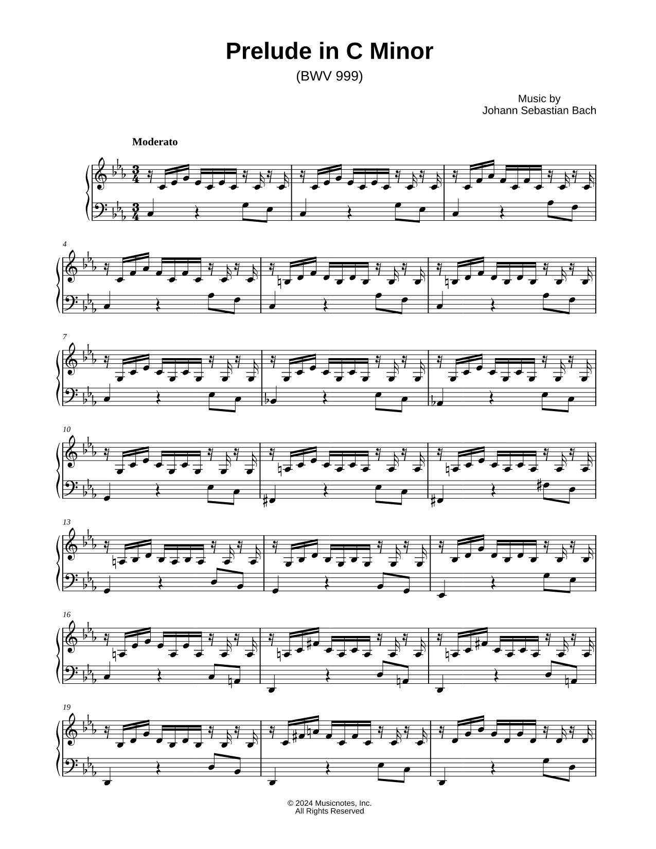 Prelude in C Minor, BWV 999
