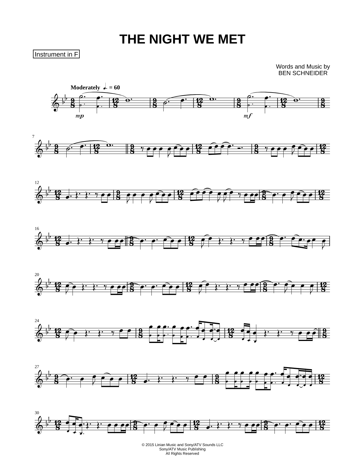The Night We Met - F Instrument