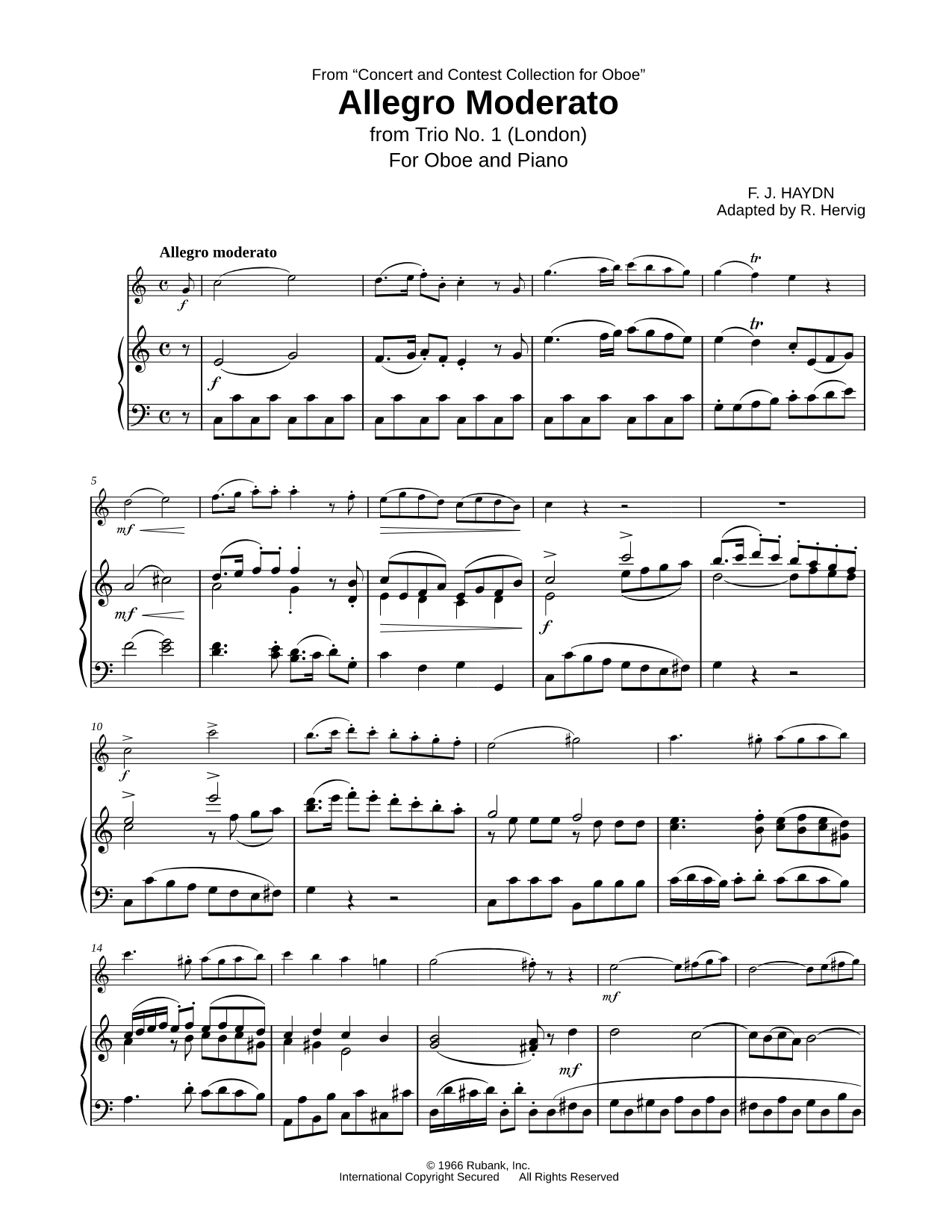 Trio No. 1 (London): Allegro Moderato - Oboe & Piano