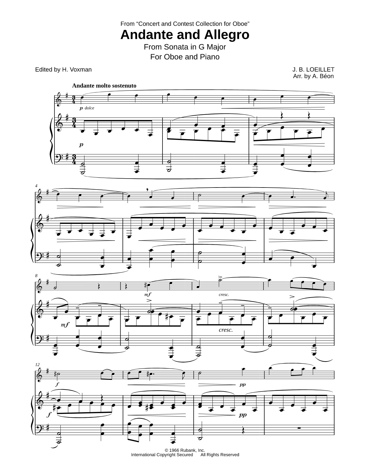 Andante and Allegro - Oboe & Piano