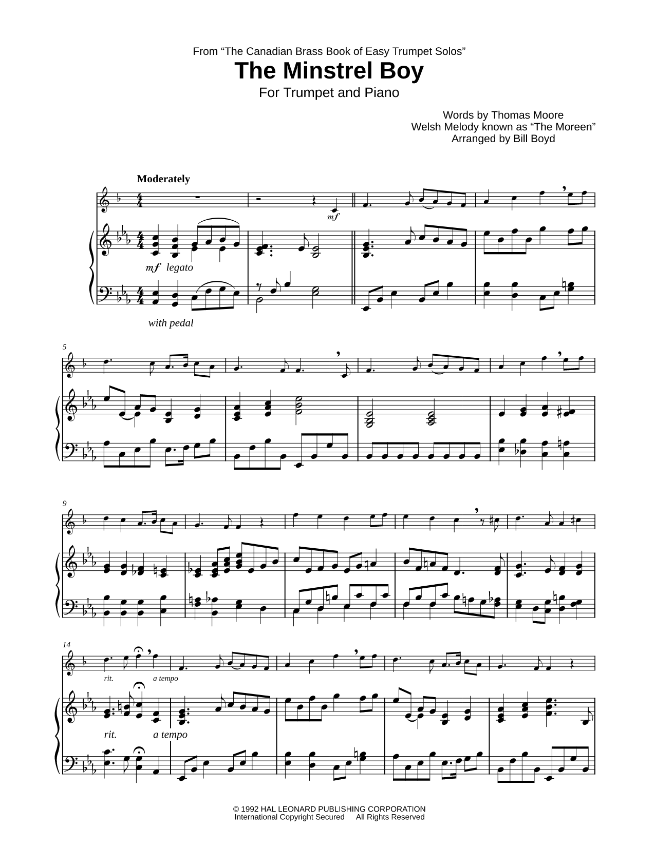 The Minstrel Boy - Trumpet & Piano