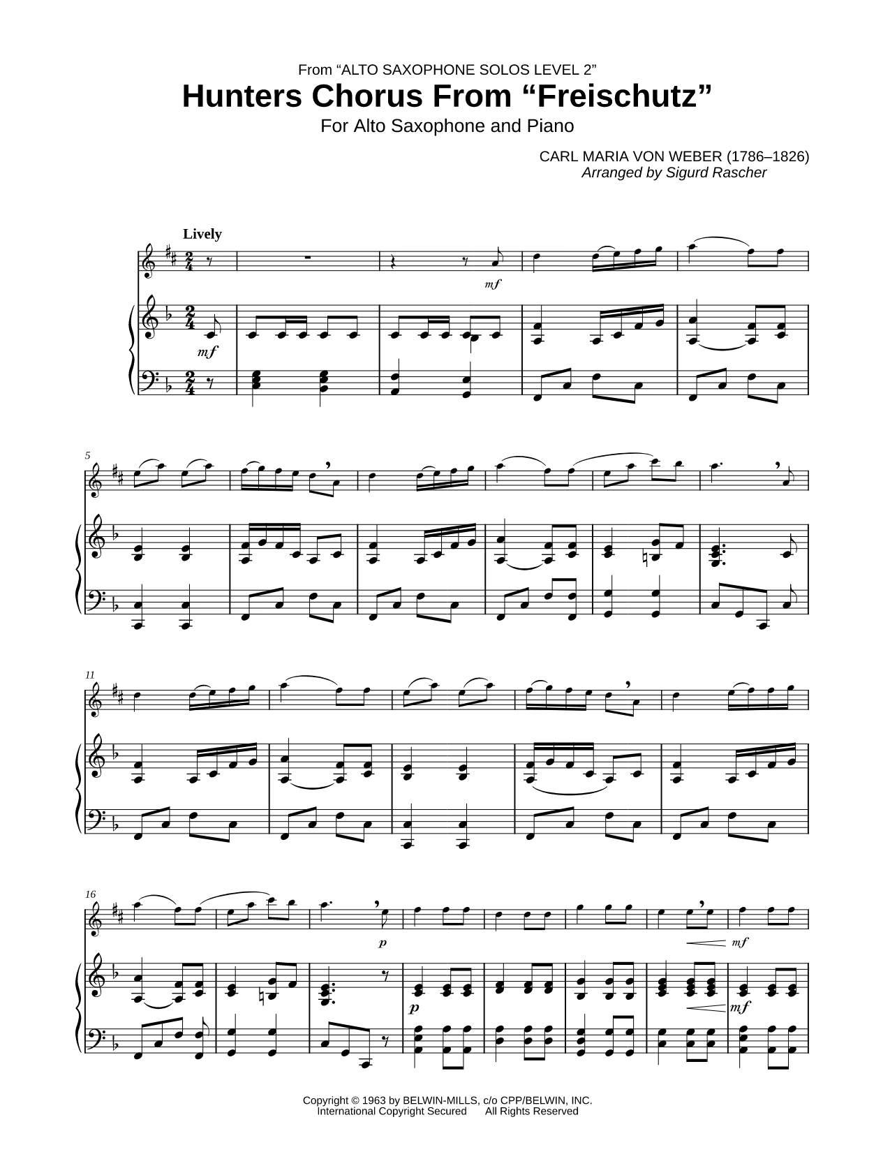 Hunters Chorus - Alto Saxophone & Piano