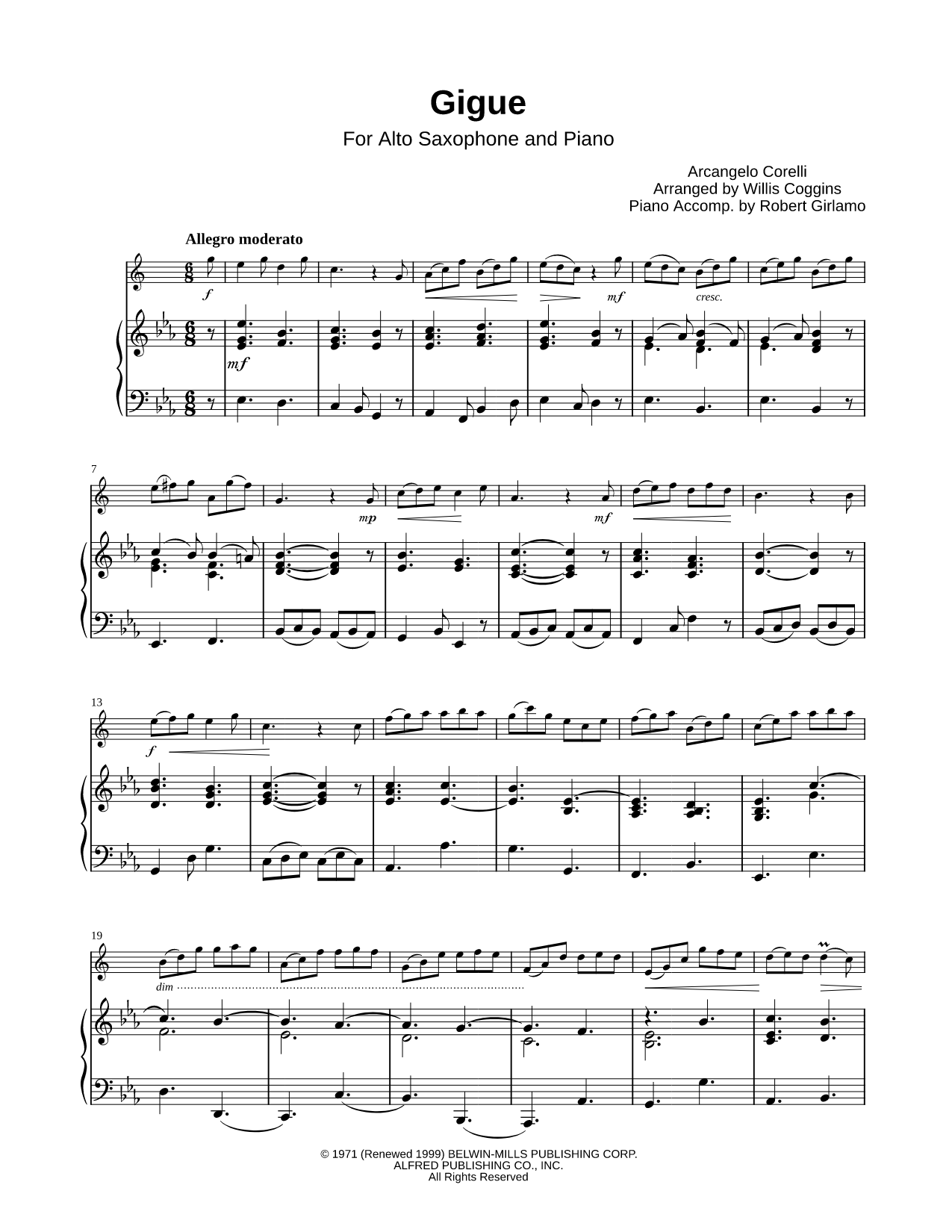 Gigue - Alto Saxophone & Piano