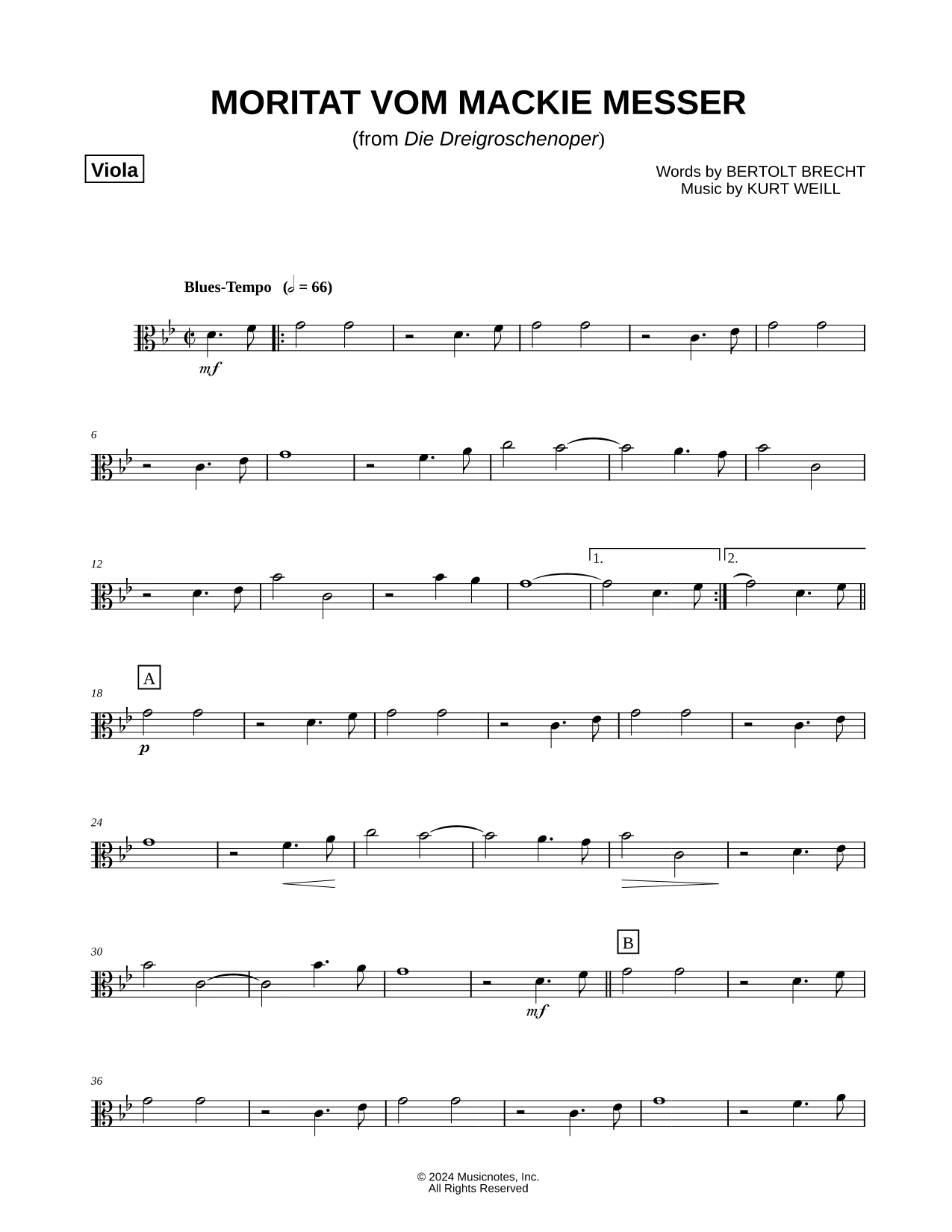 Moritat vom Mackie Messer - Viola