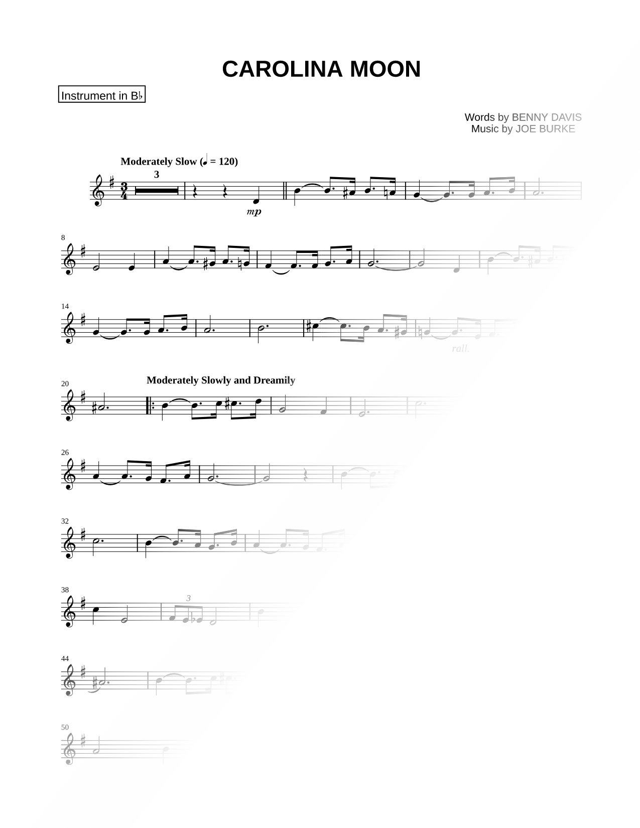 Carolina Moon - Bb Instrument