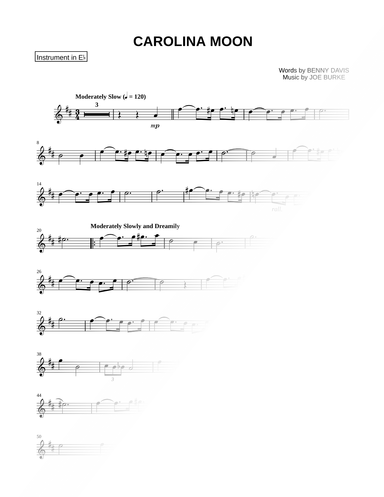 Carolina Moon - Eb Instrument
