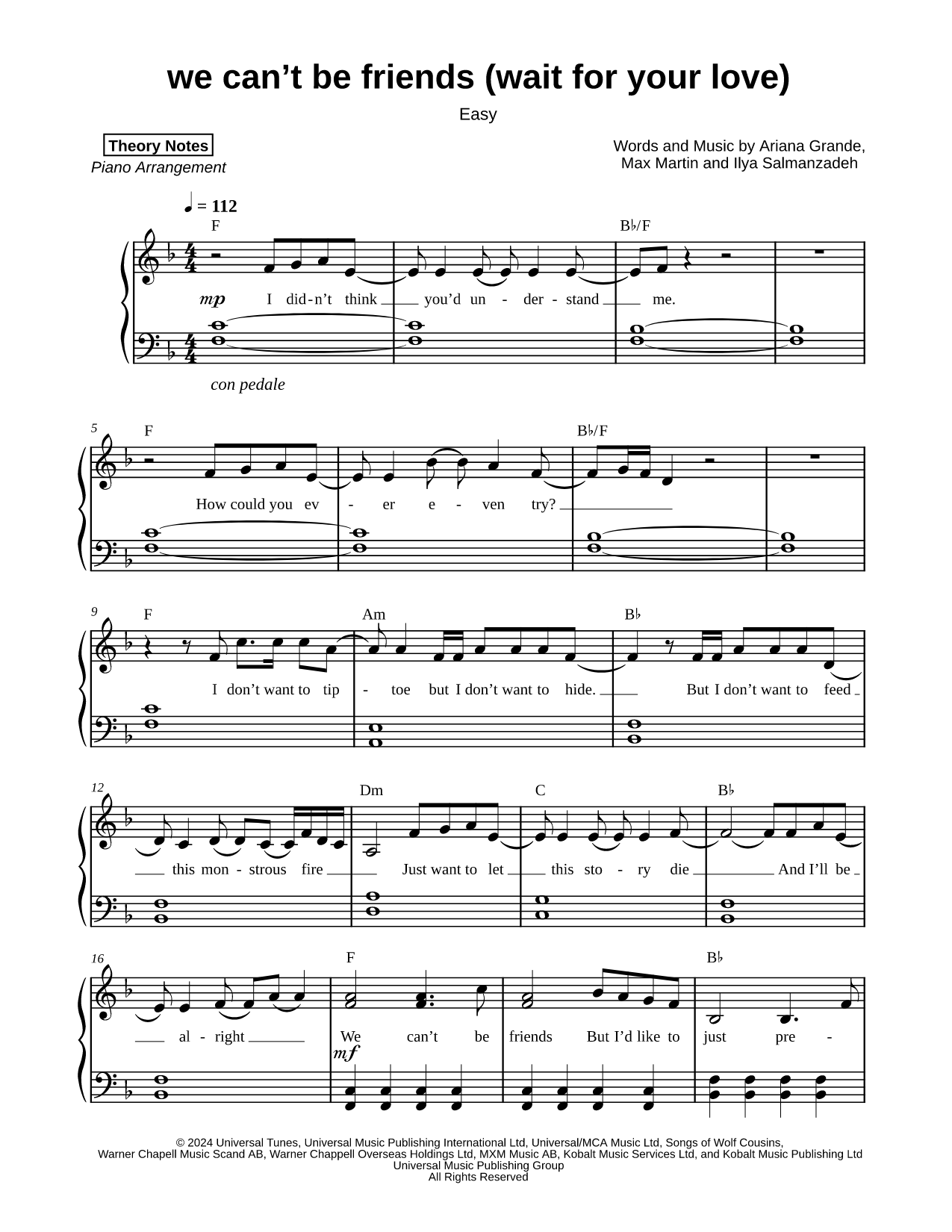 we can't be friends (wait for your love) [easy]