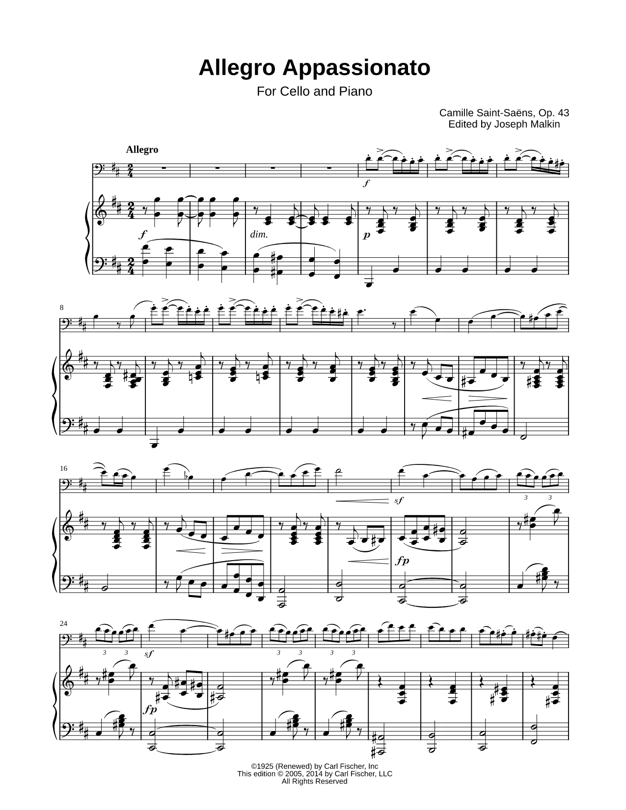 Allegro Appassionato, Op. 43 - Cello & Piano