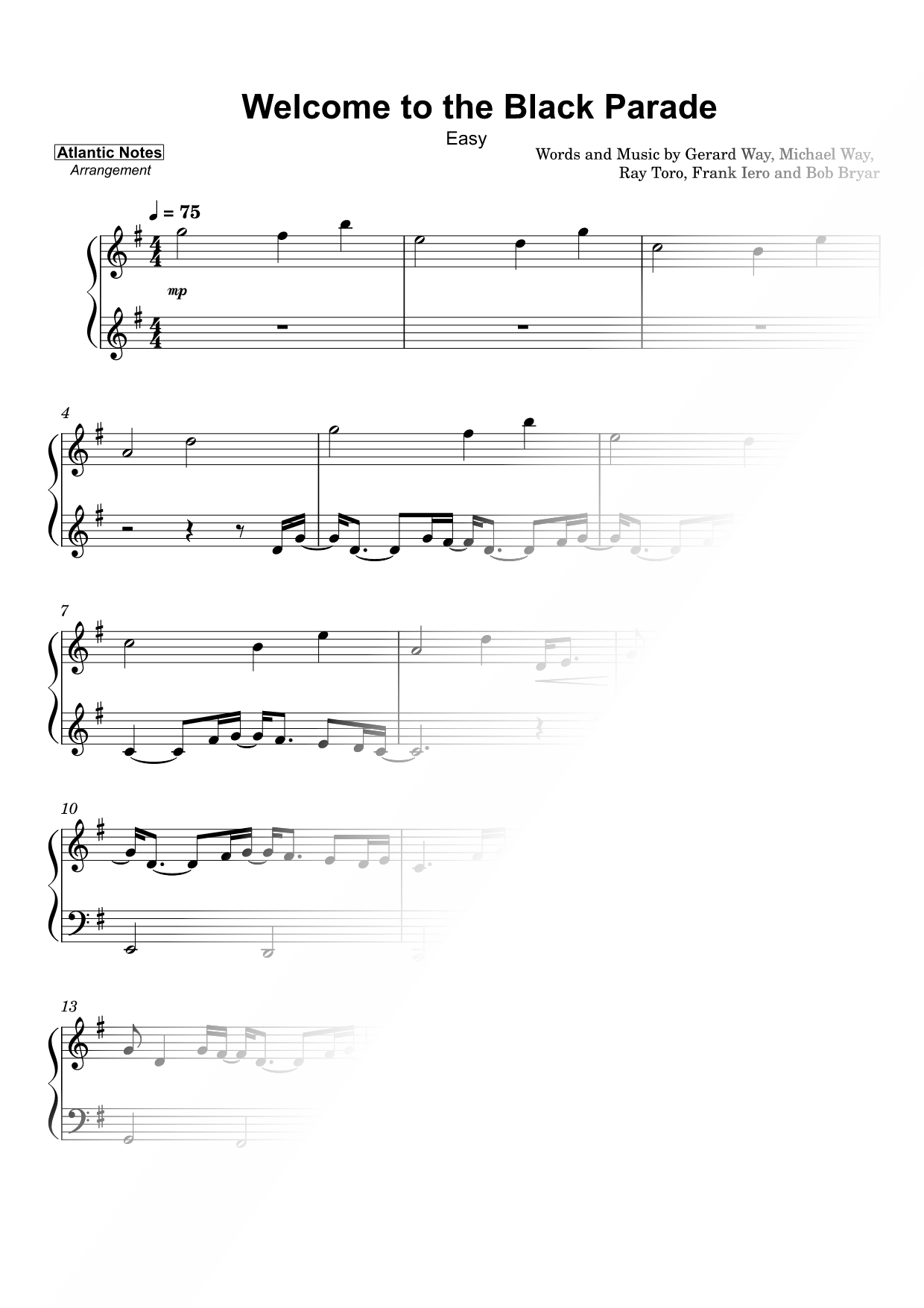 Welcome to the Black Parade [easy]