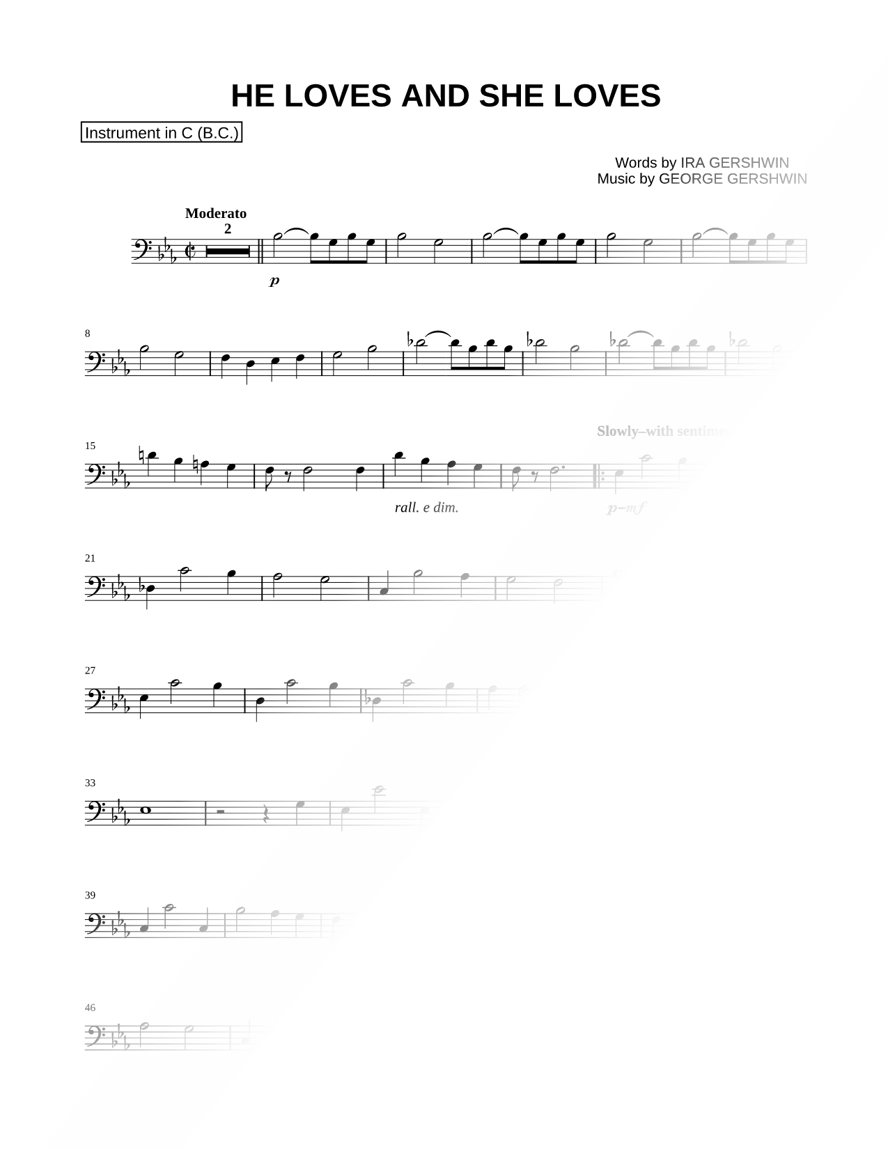 He Loves and She Loves - Bass Clef Instrument