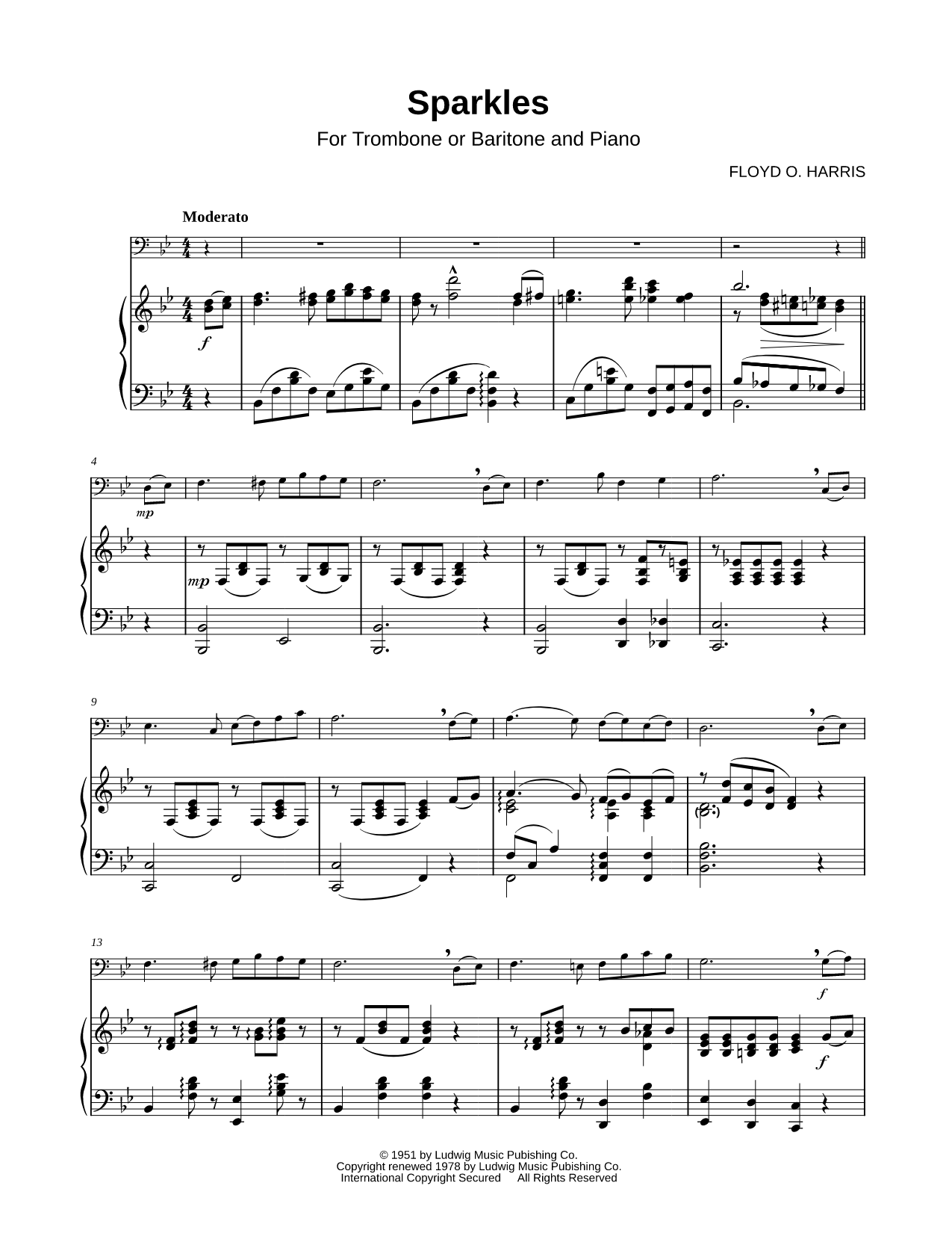 Sparkles - Baritone Bass Clef & Piano