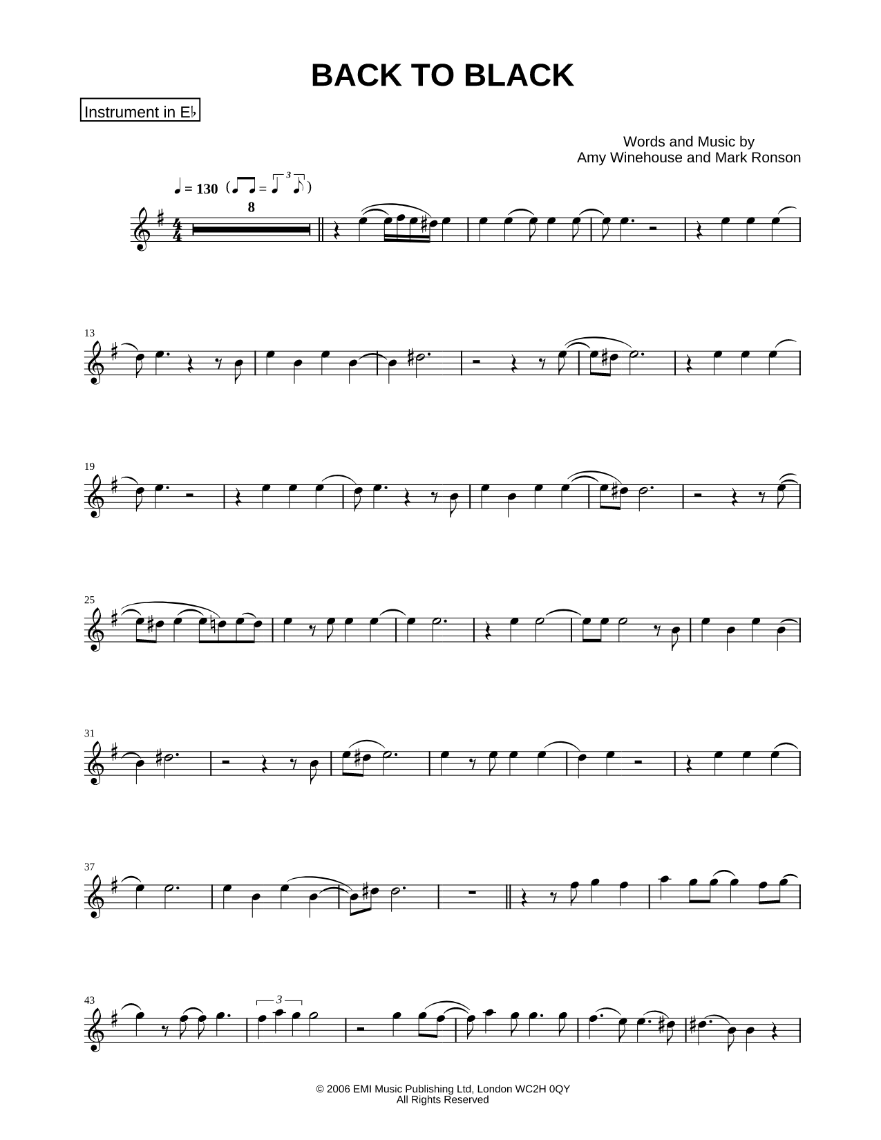 Back to Black - Eb Instrument