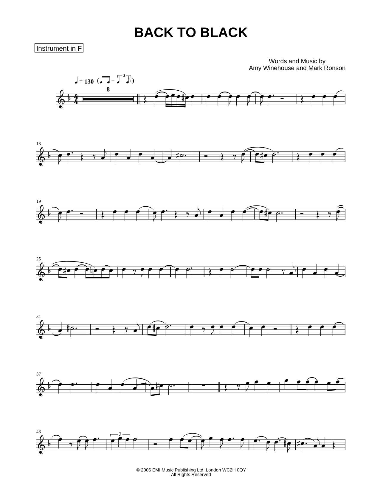 Back to Black - F Instrument