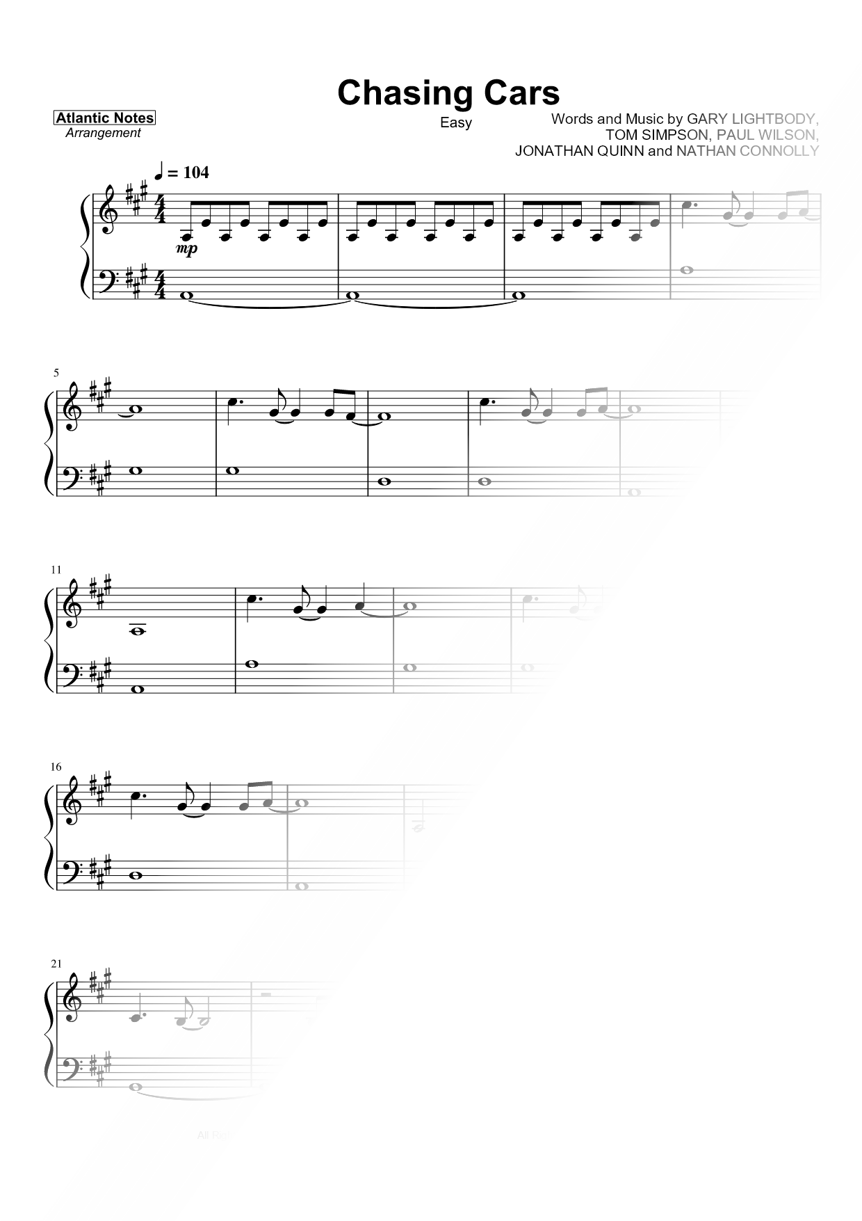 Chasing Cars [easy]