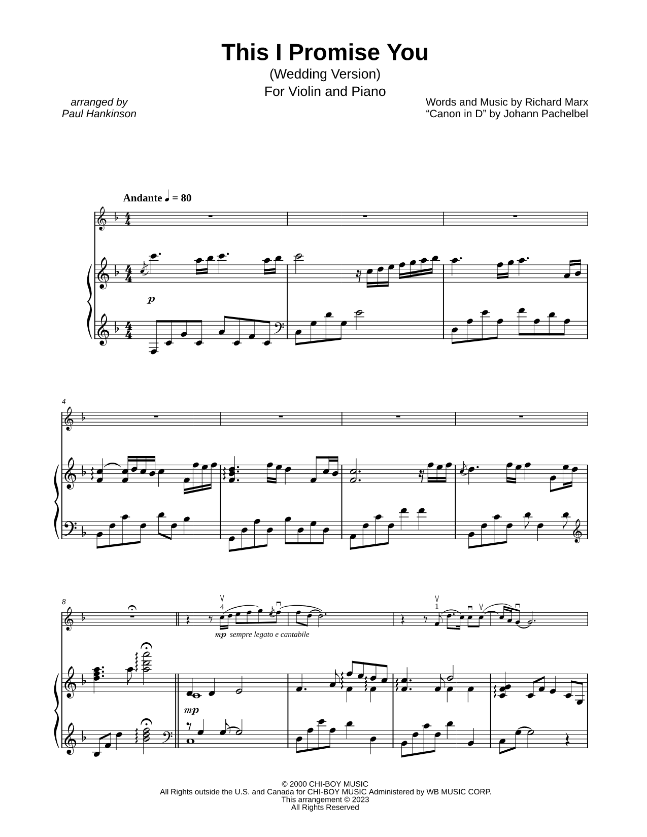This I Promise You (Wedding Version) - Violin & Piano