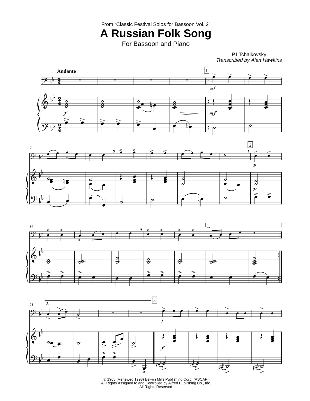 A Russian Folk Song - Bassoon & Piano