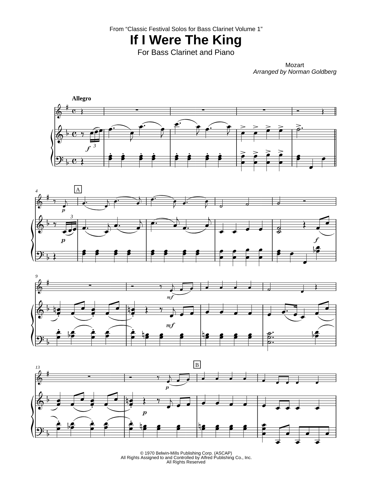 If I Were the King - Bass Clarinet & Piano